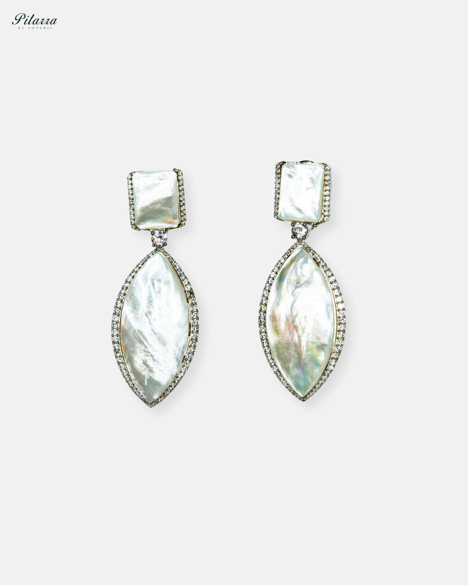 White Stone Silver Plated Crystal Drop Earrings