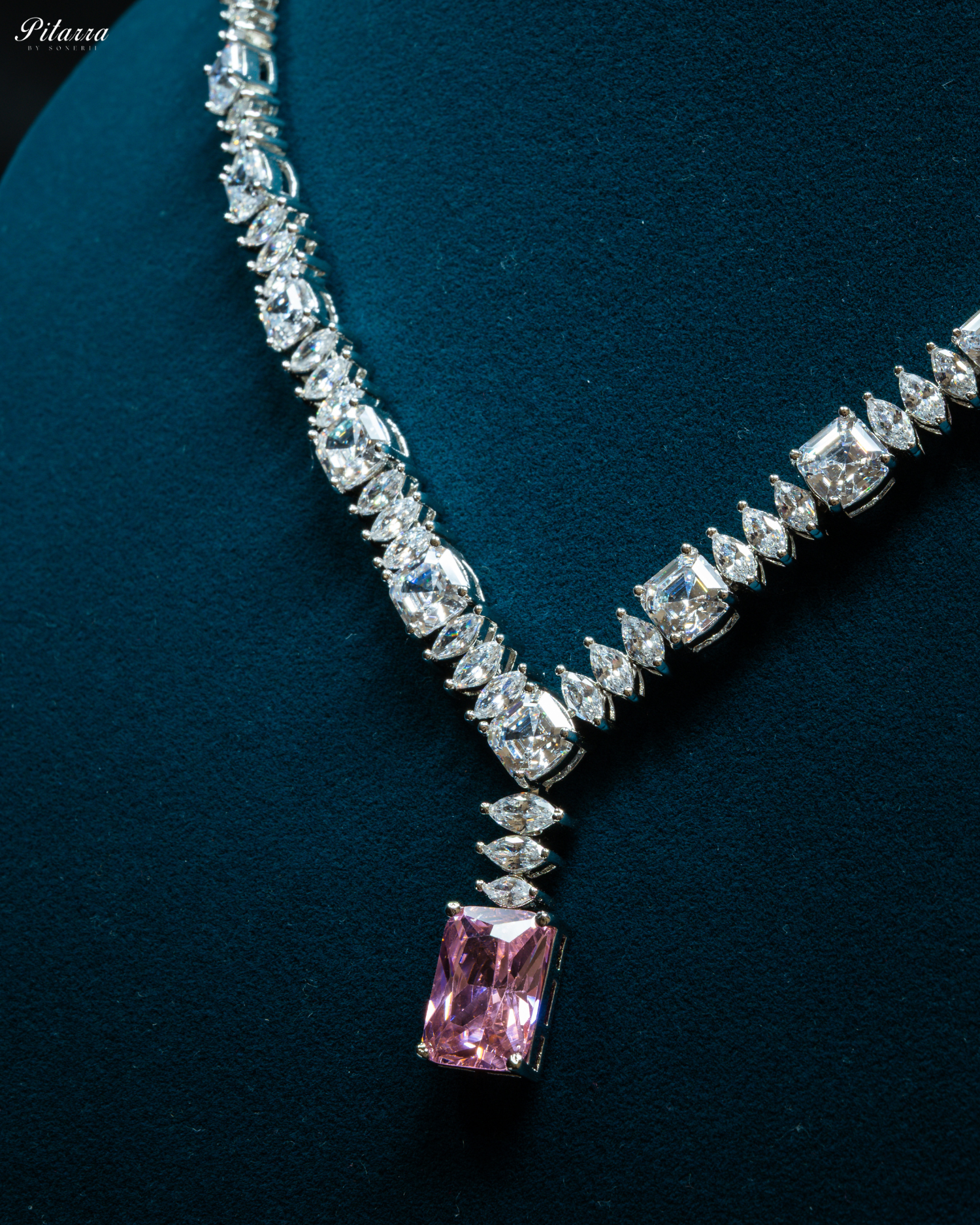Pink Stone Cubic Zirconia Pendant Set