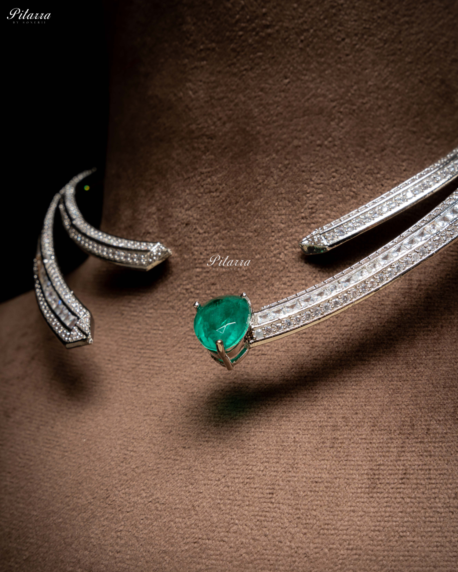 Emerald Stone CZ Crystal Choker Set