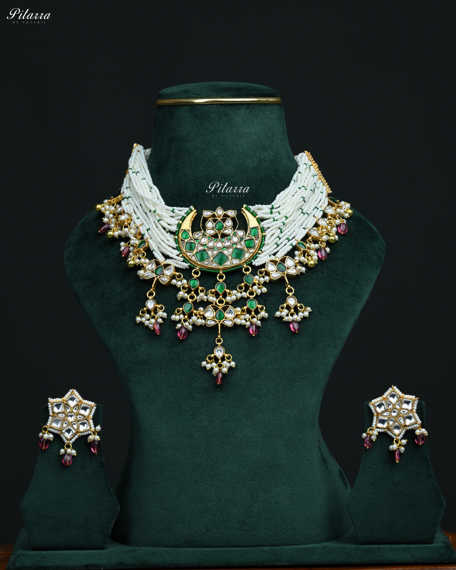 Green Moon Pachi Pink Kundan Choker Set