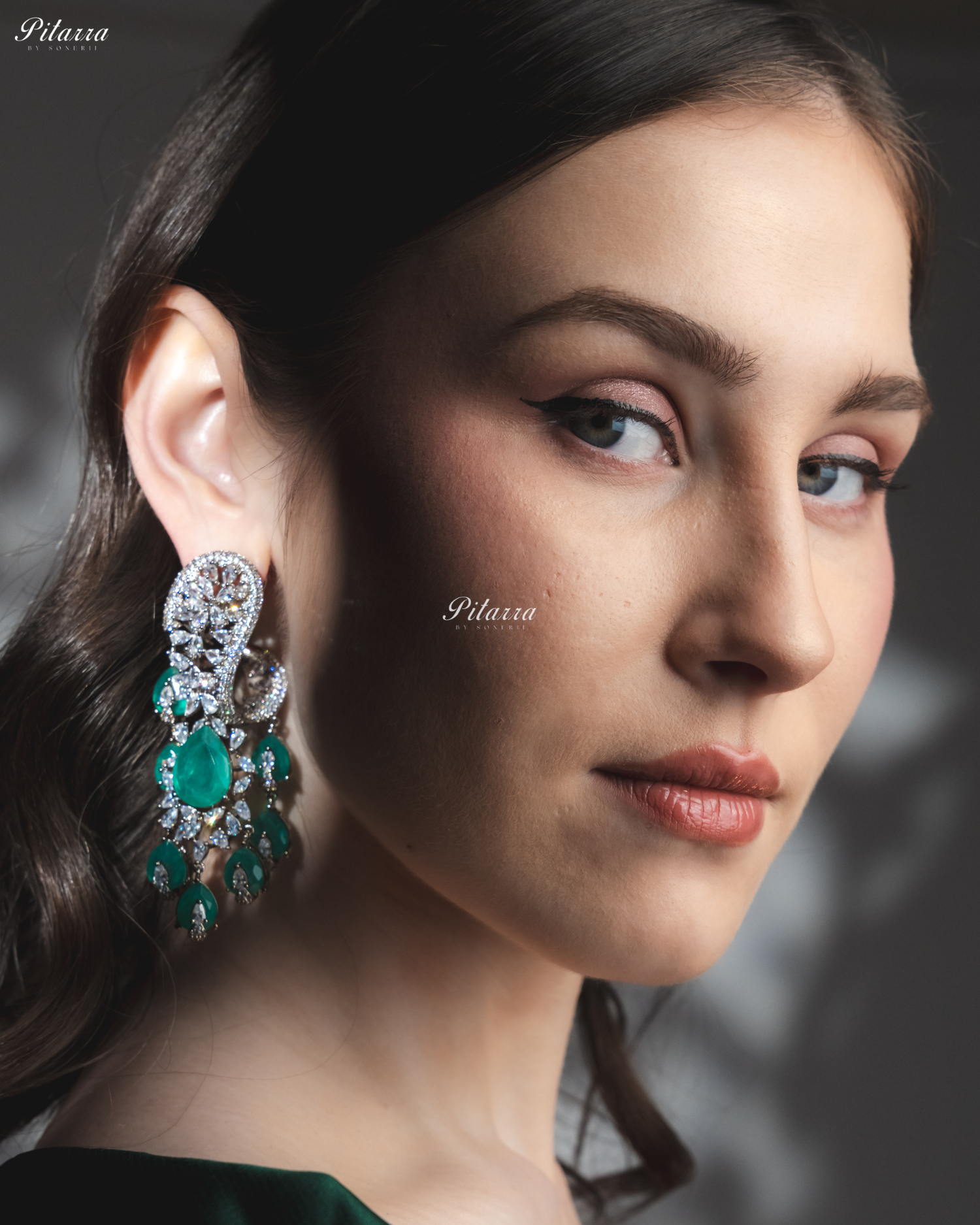 Piscine Blue Silver Polish CZ Crystal Dangler Earrings