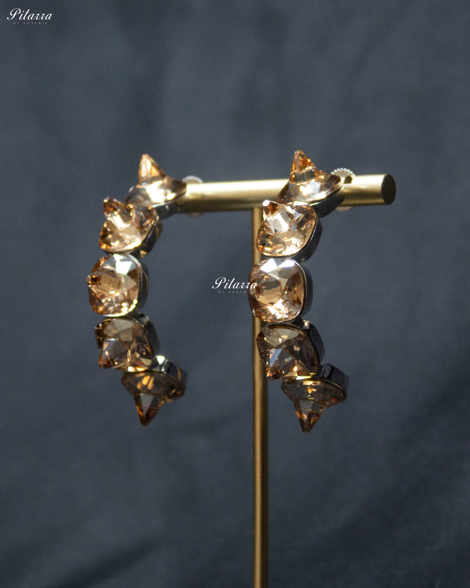 Yellow Stone Pyramid Cut Crystal Dangle Earrings