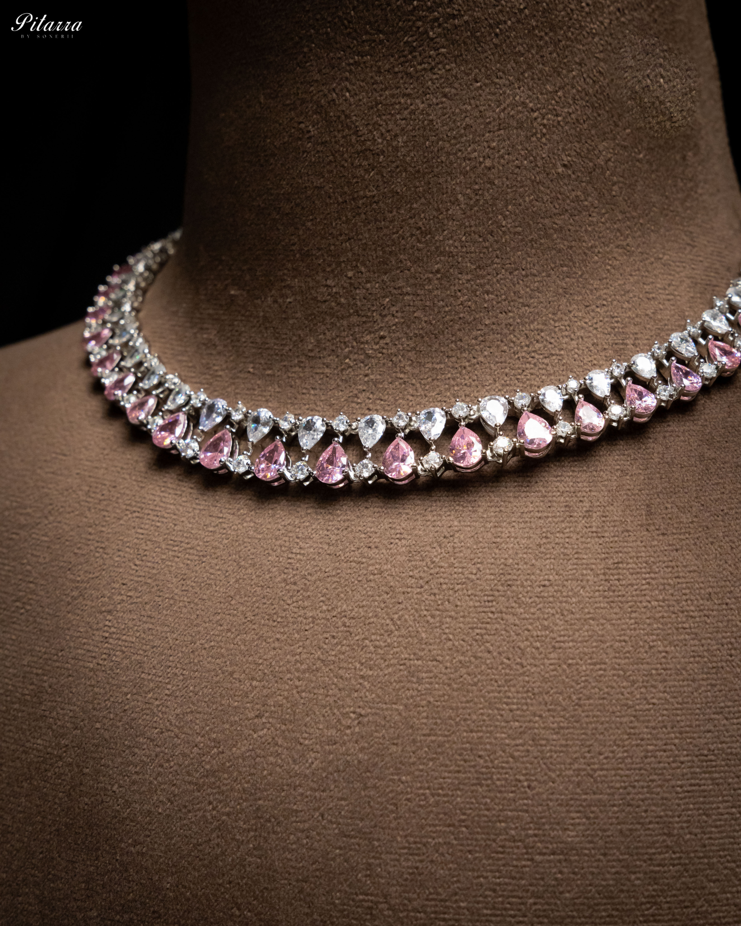 Pink Drop CZ Necklace Set