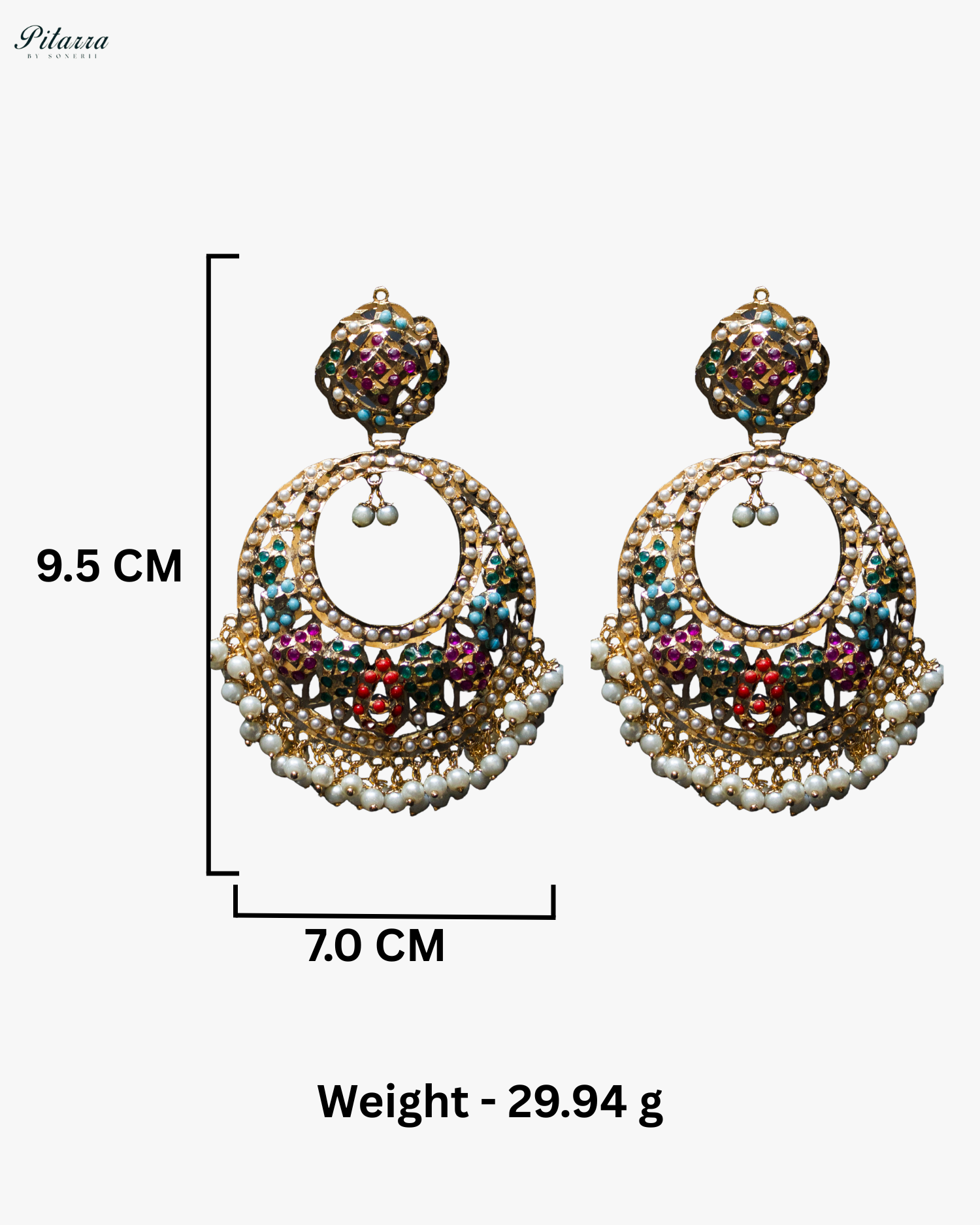 Fine Gold Plated Multicolored Chandbali Earrings