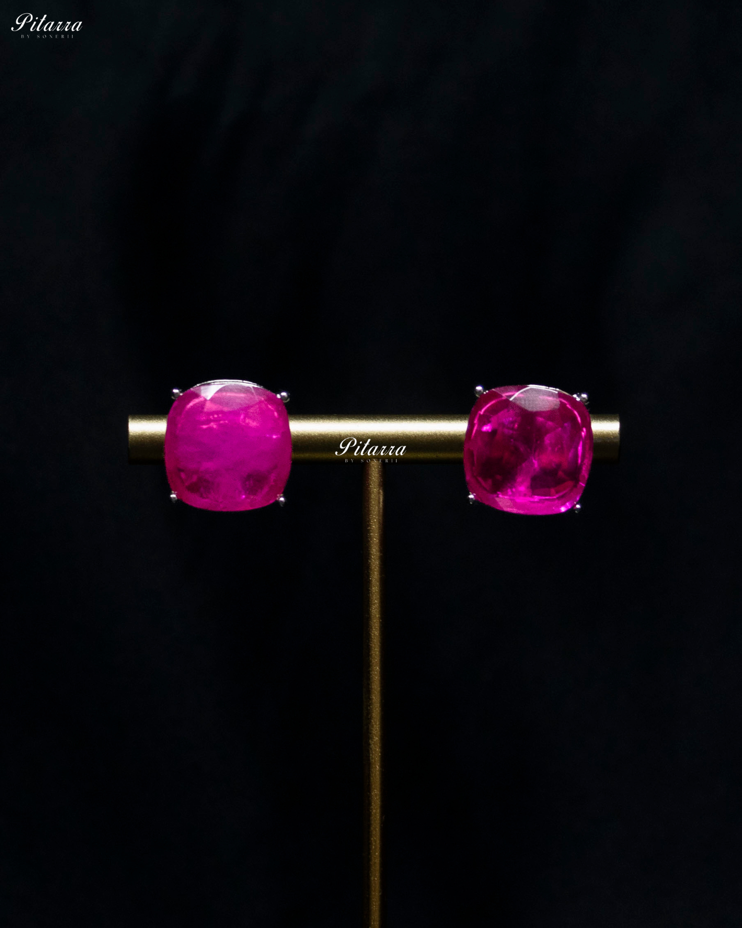 Pink Square Stone Premium Crystal Necklace Set