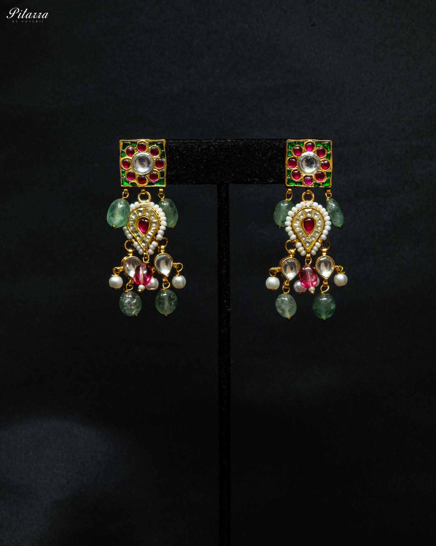 Multicolor Pitarra Uncut Polki Kundan Necklace Set