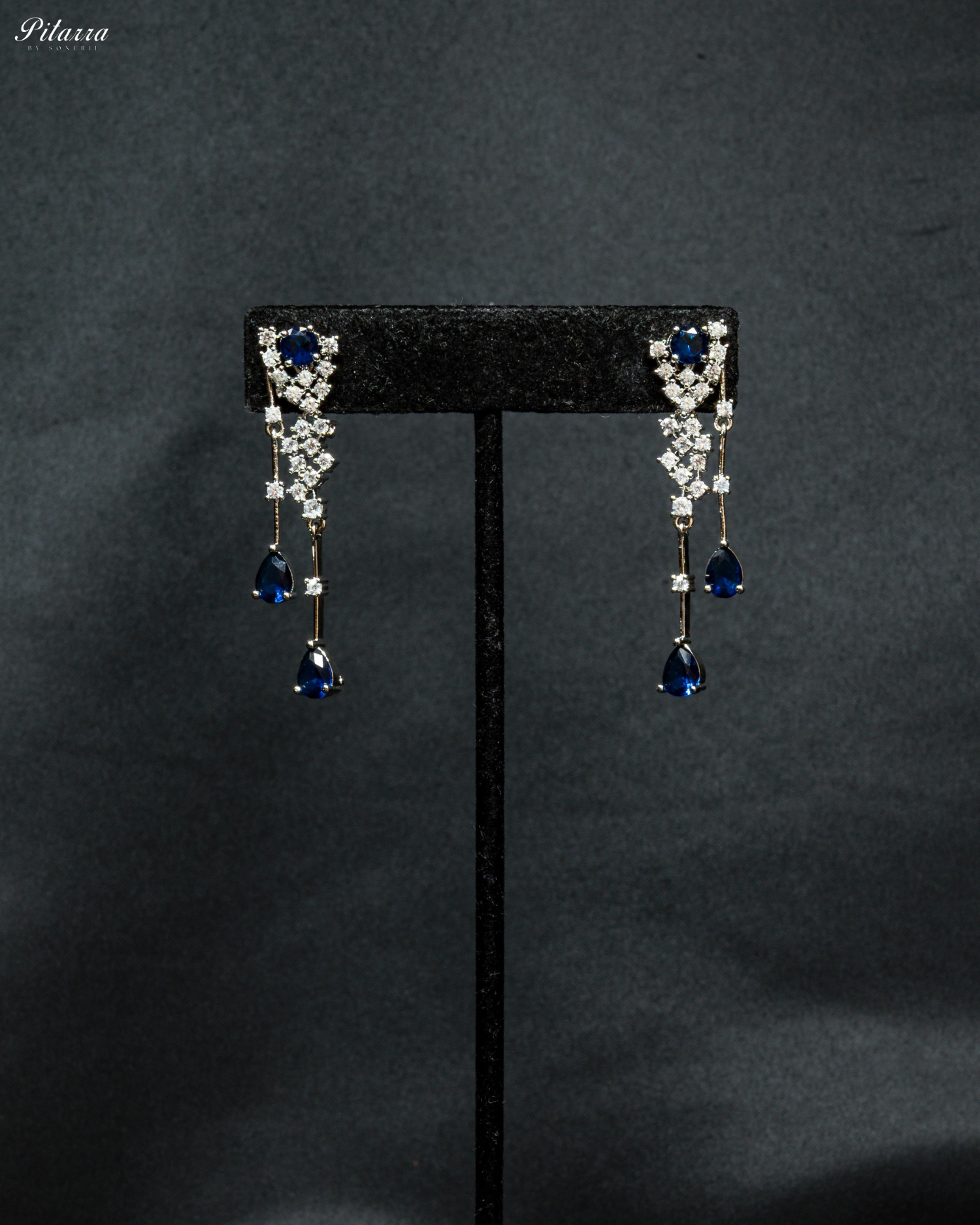 Blue Drop Stone Cubic Zircon Dangle Earrings
