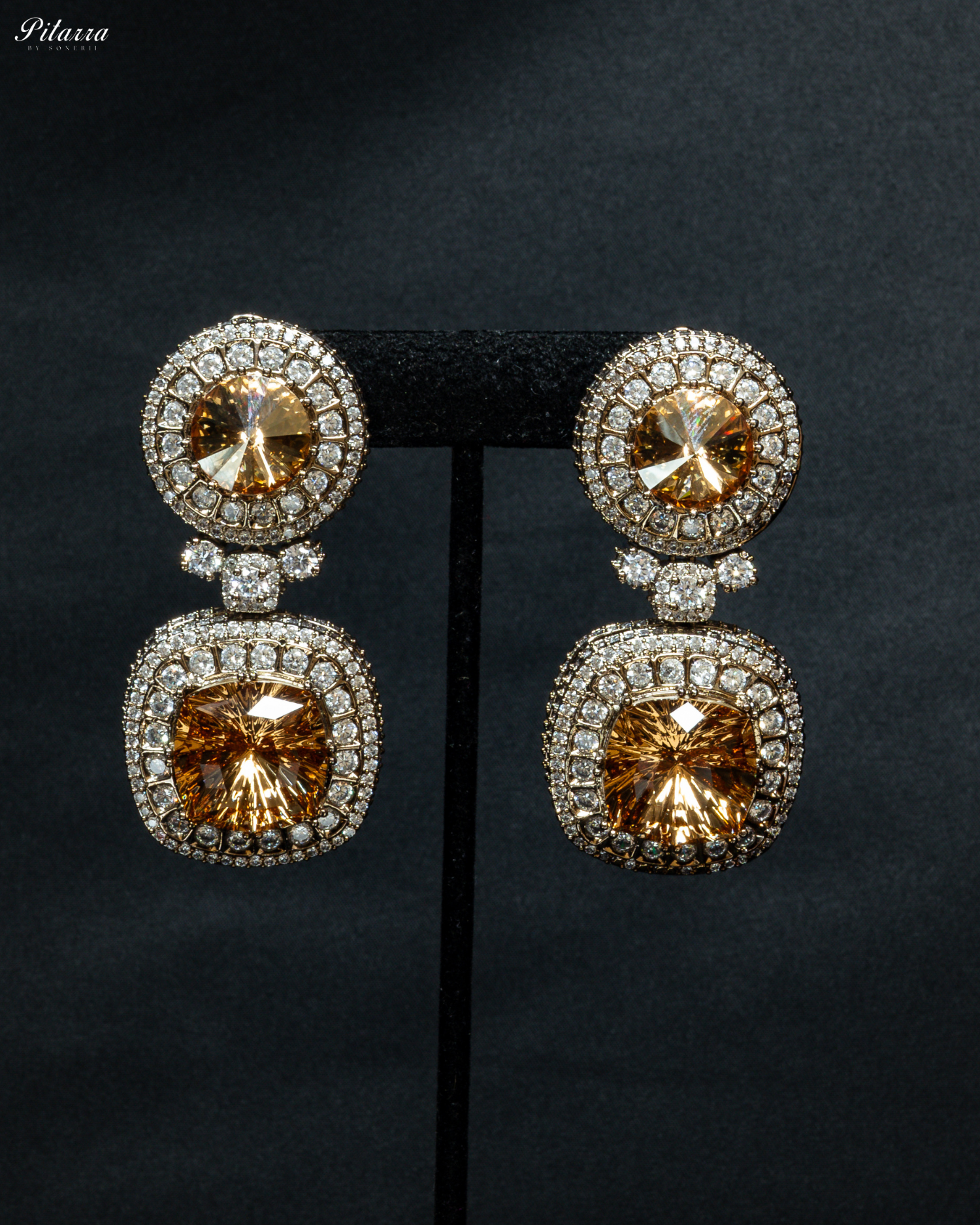 Long Yellow Stone Cubic Zirconia Necklace Set