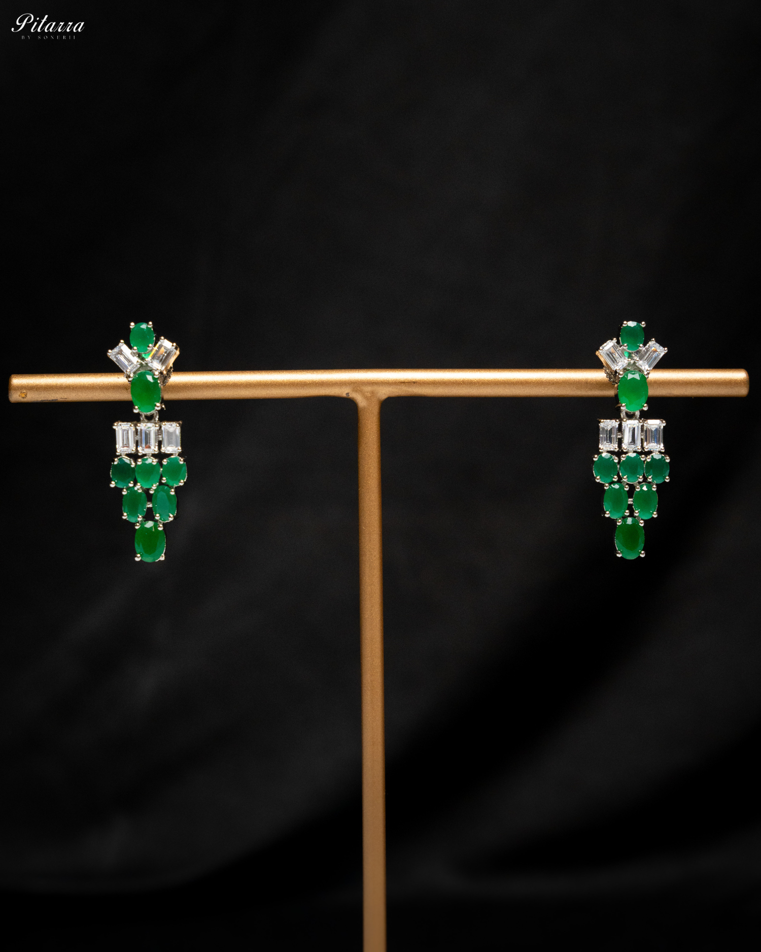 Emerald Green Silver CZ Necklace Set
