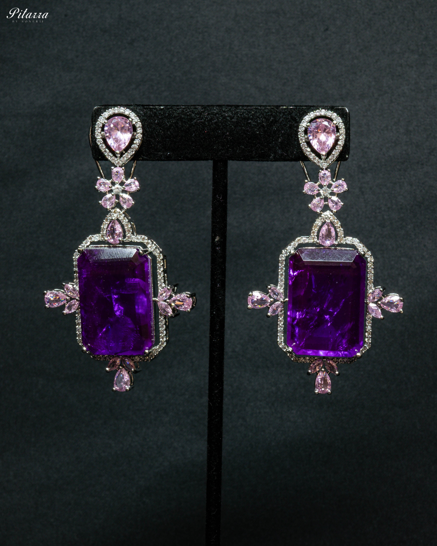 Purple Doublet Dangler Earrings