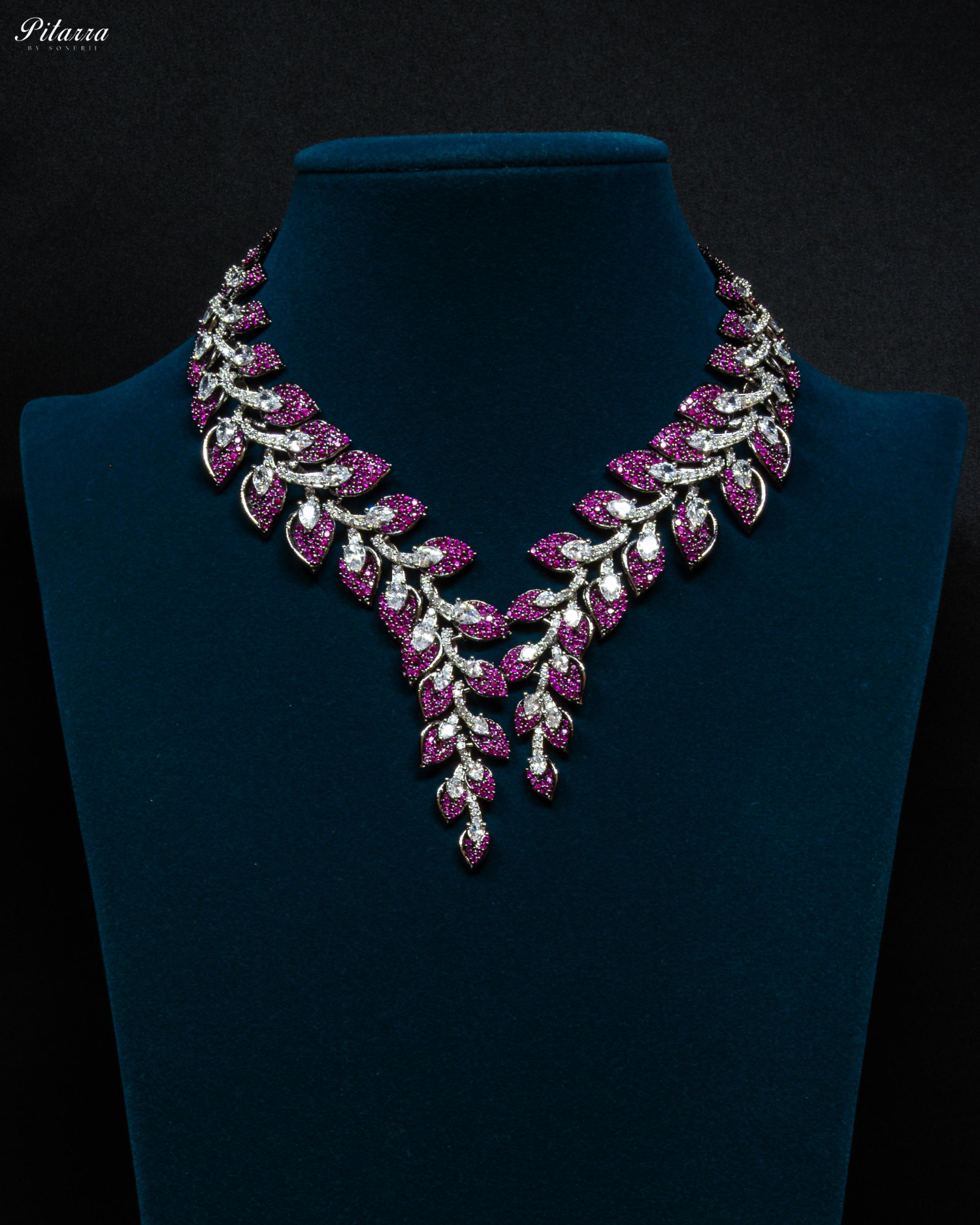 Pink Stone Cubic Zirconia Necklace Set