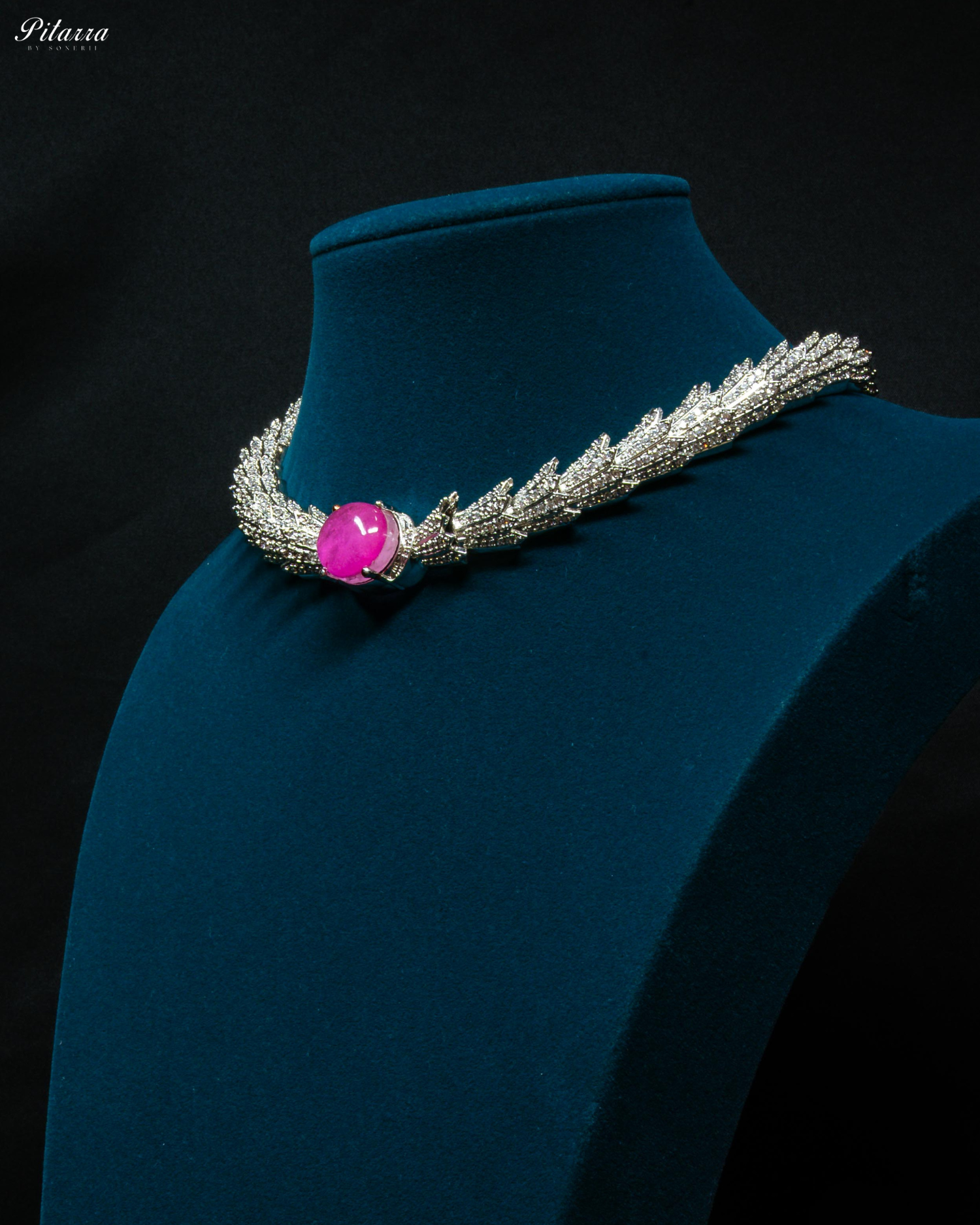 Pink Doublet Stone Cubic Zirconia Necklace Set