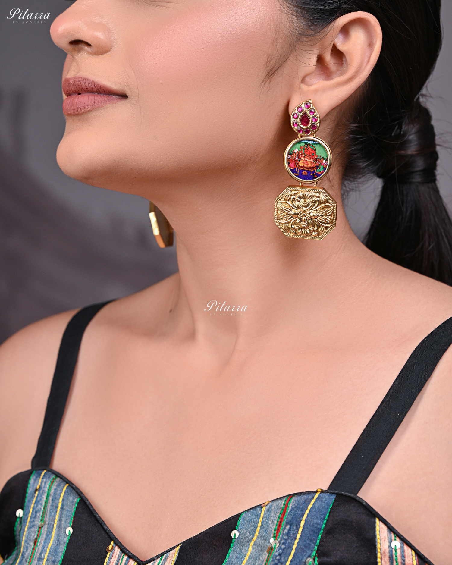 Pink Drop Handcrafted Kundan Dangle Earrings