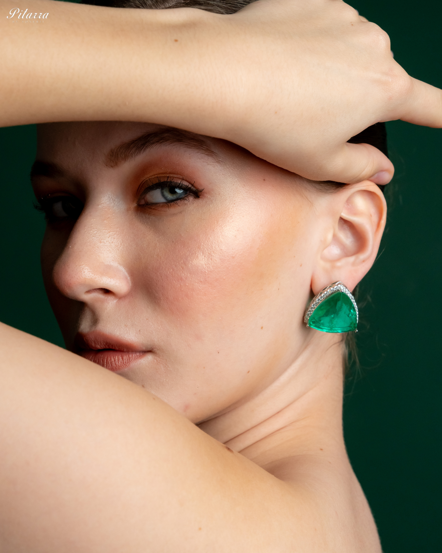 Emerald Green Colored Stone CZ Earrings