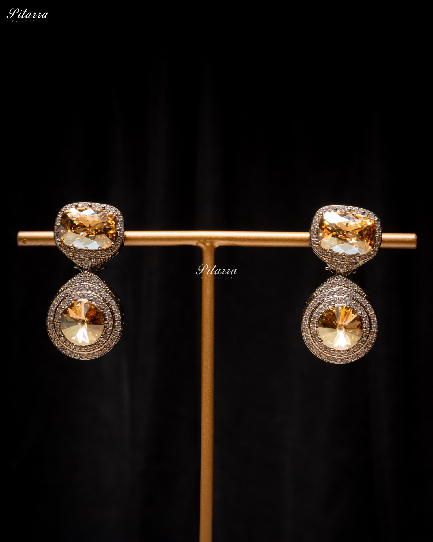 Yellow Three Stone Crystal Choker Set