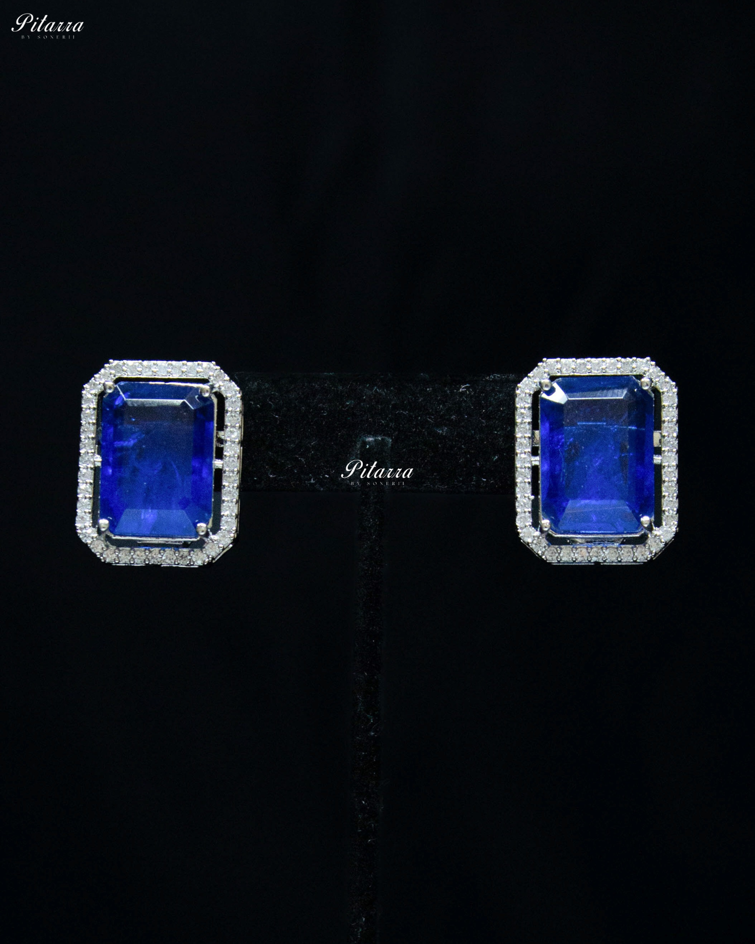 Square Blue Doublet Statement Choker Necklace Set