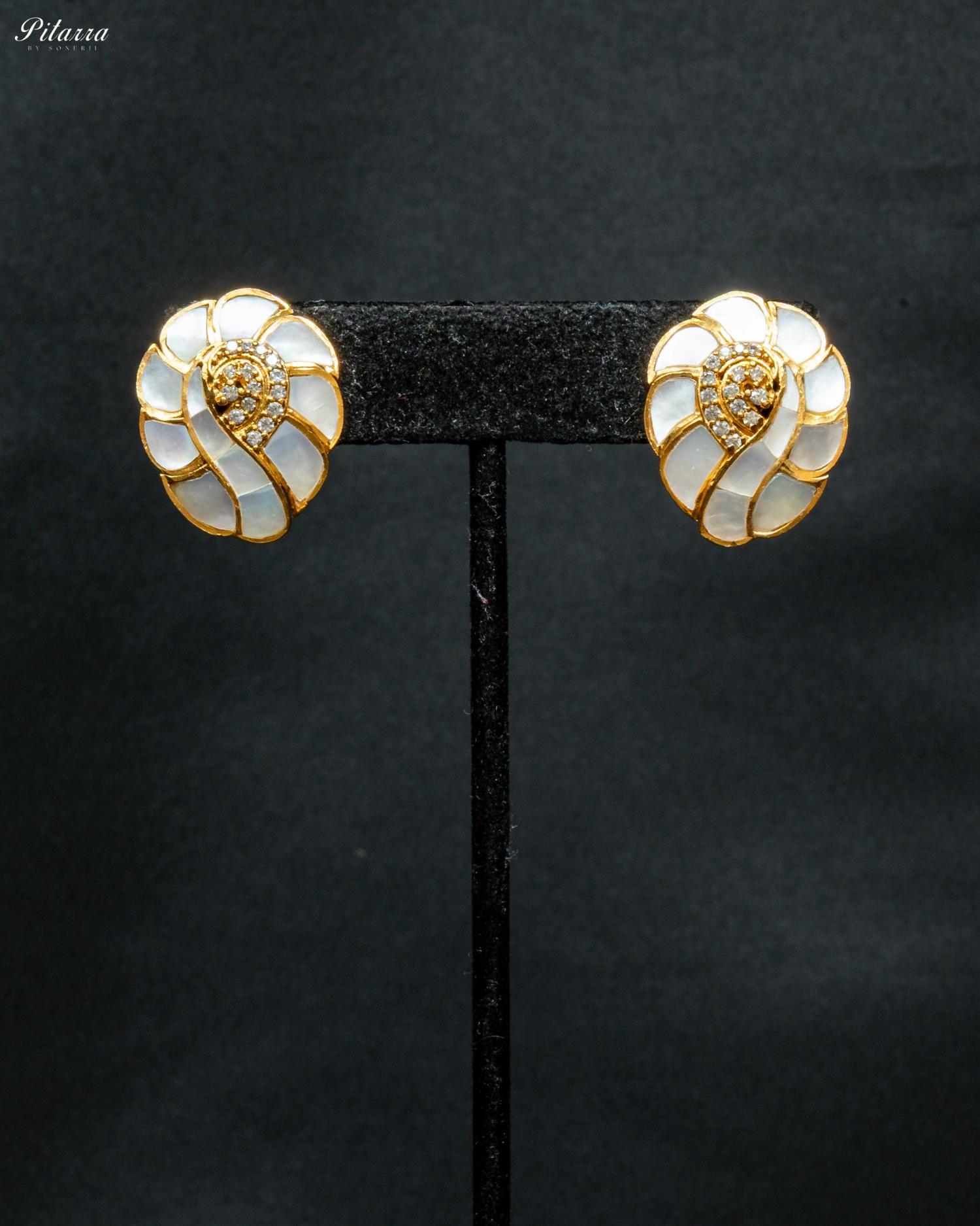 Gold Tone White Stone Charm Pendant Necklace Set