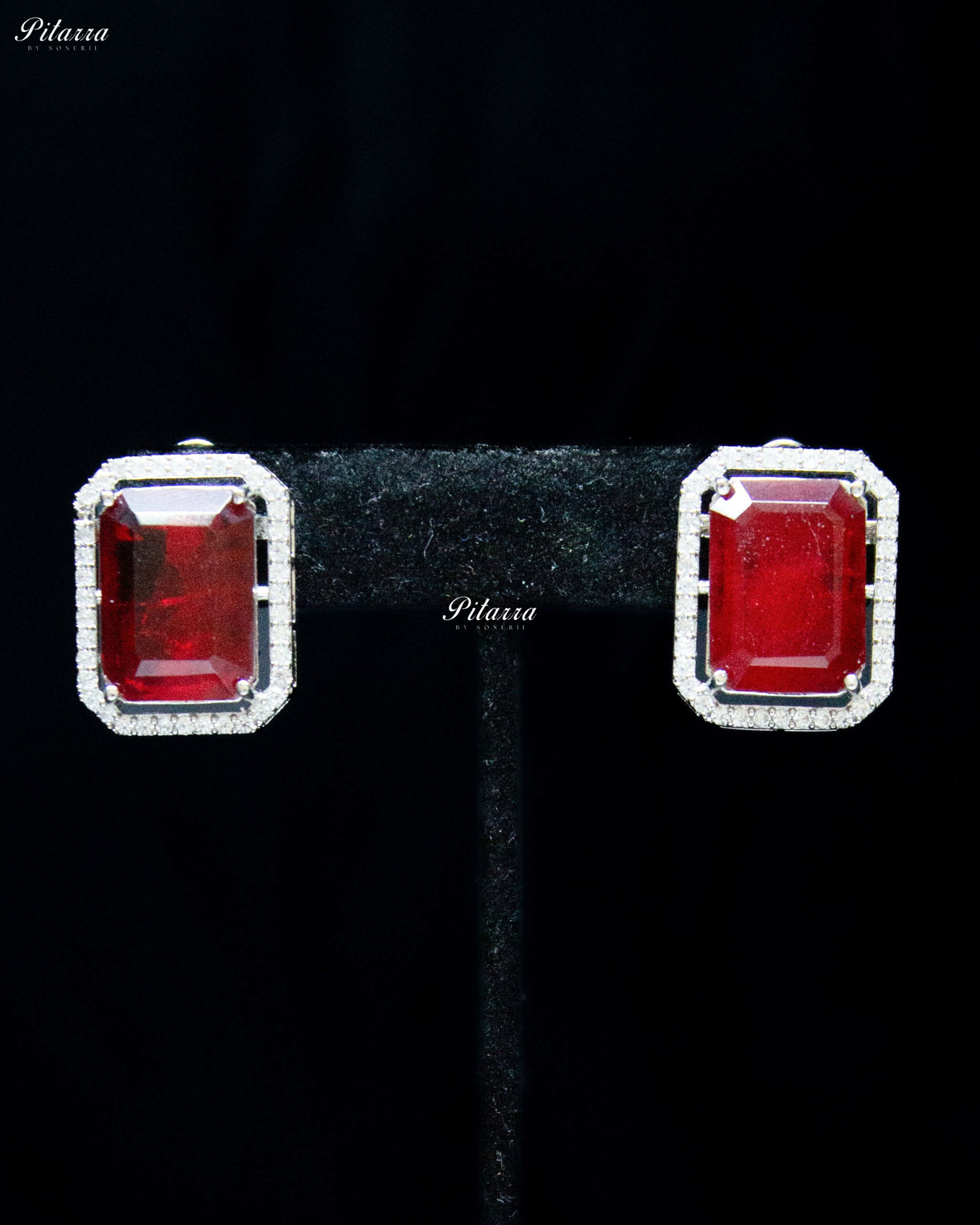 Square Ruby Doublet Statement Choker Necklace Set