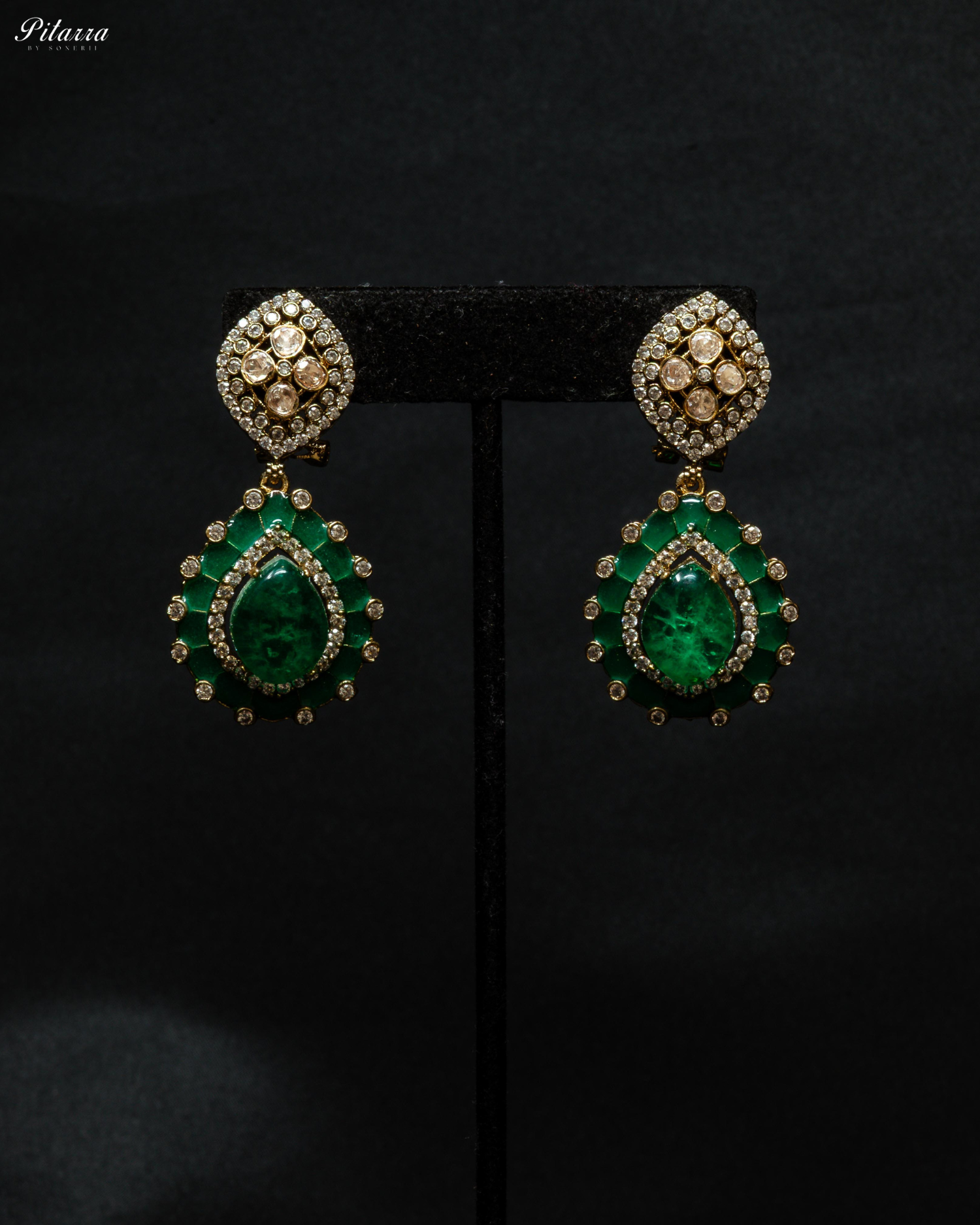 Gold Finish Green Polki Kundan Choker Set