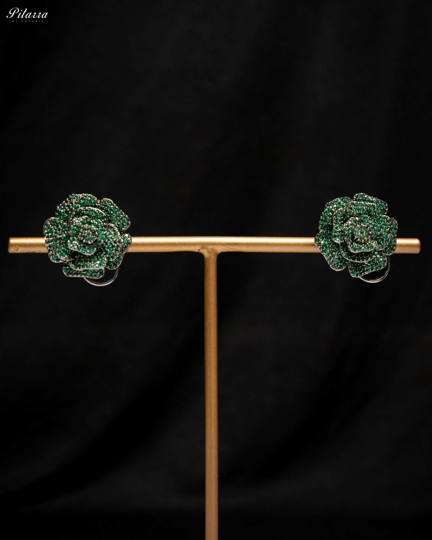 Green Tone Flower CZ Choker Set with Ring