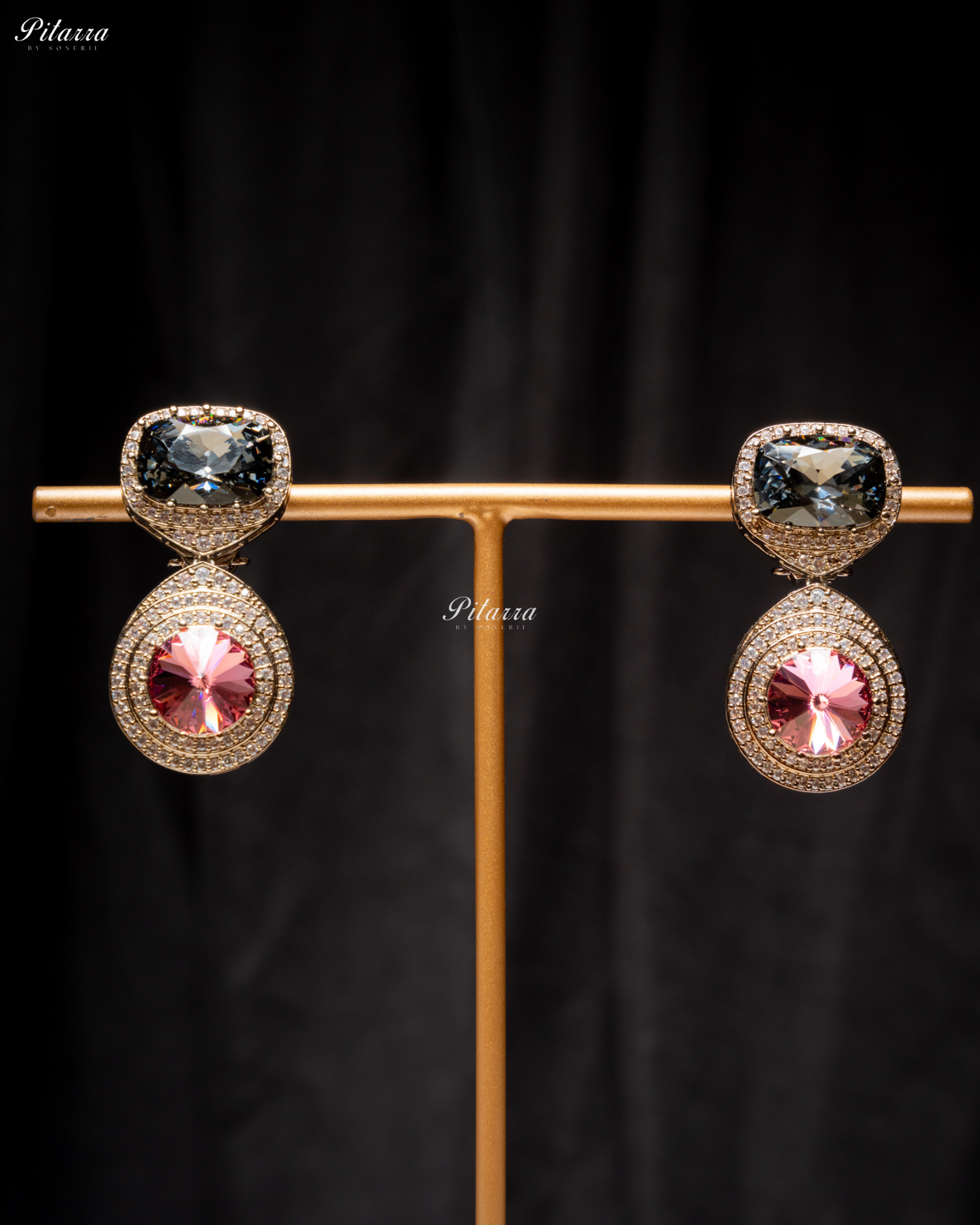 Multicolor Three Stone Crystal Choker Set