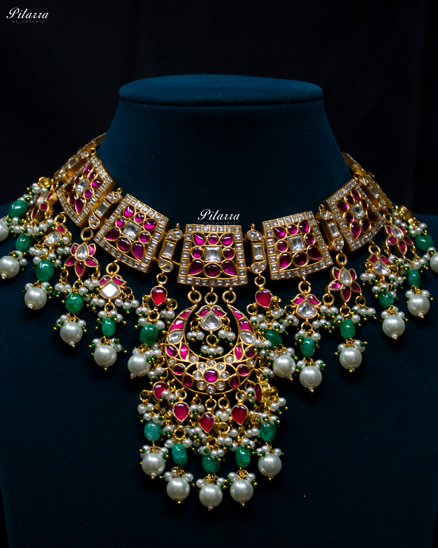 Pink Crystals Exclusive Kundan Necklace Set