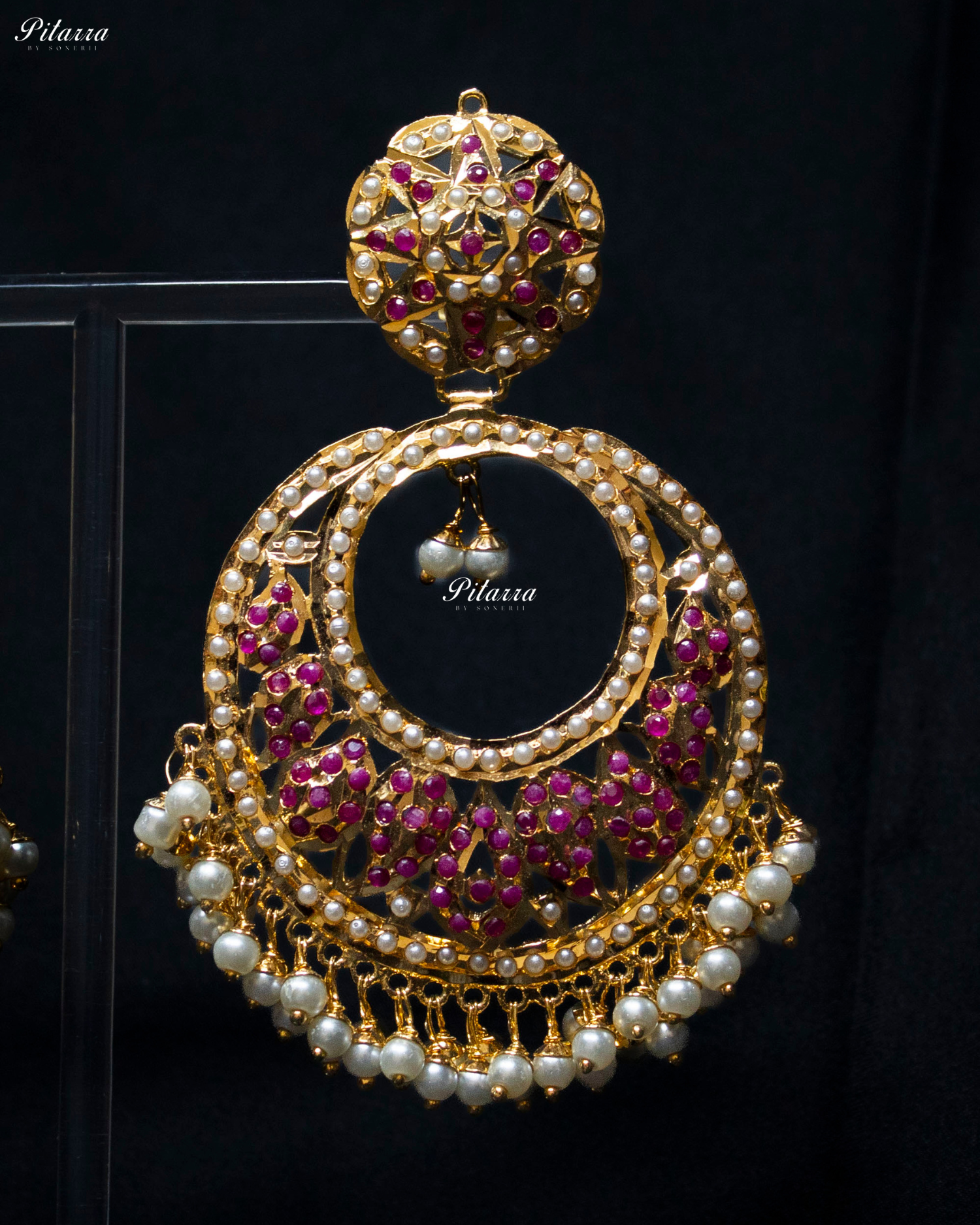 Fine Gold Plated Pink Chandbali Earrings