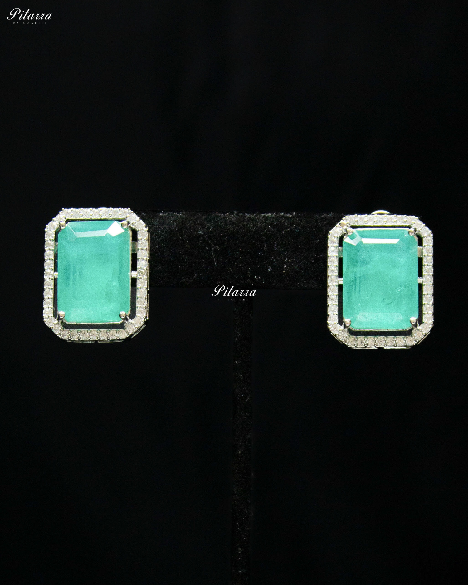 Square Sea Green Doublet Statement Choker Necklace Set