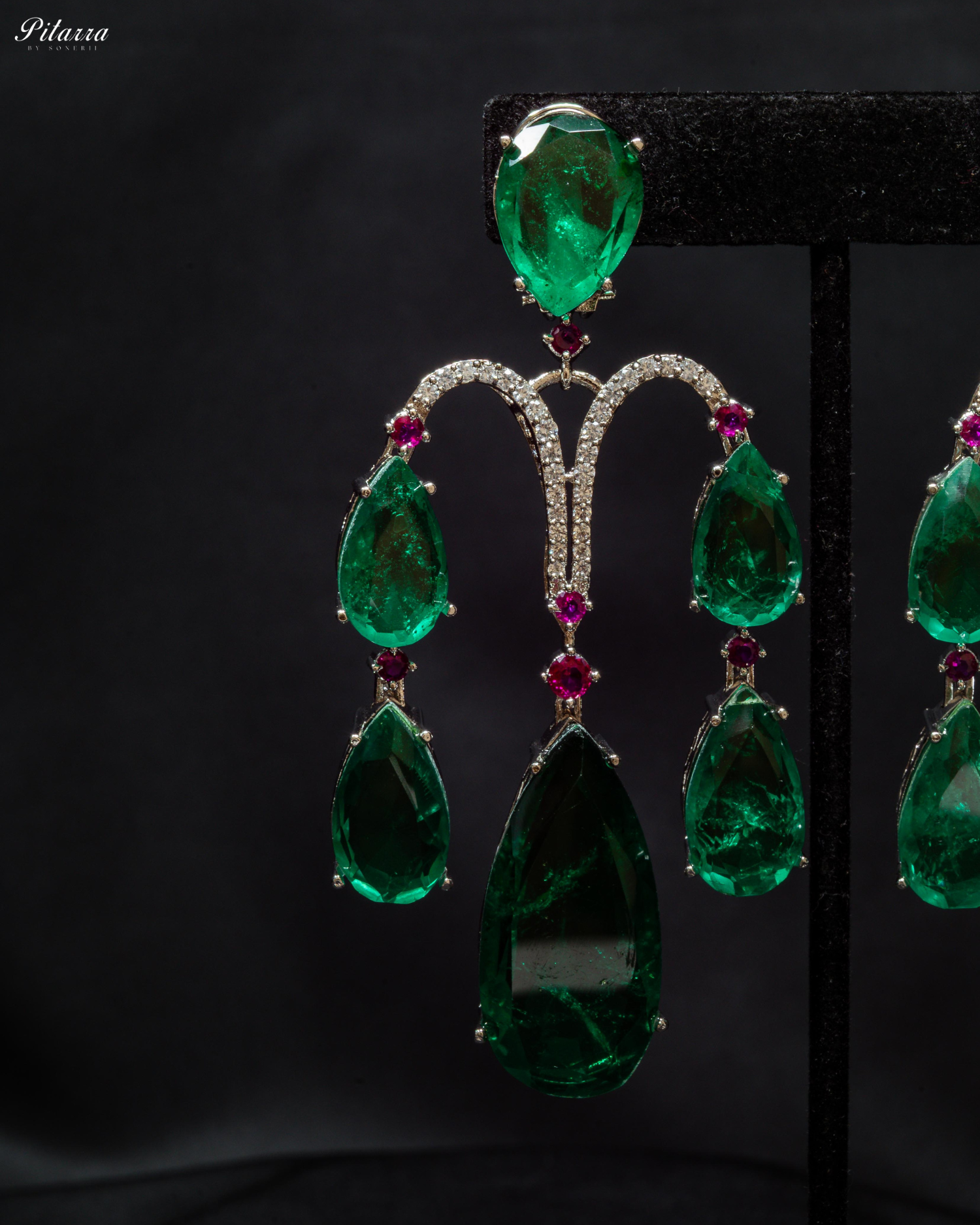 Premium Green Doublet Stone Dangler Earrings