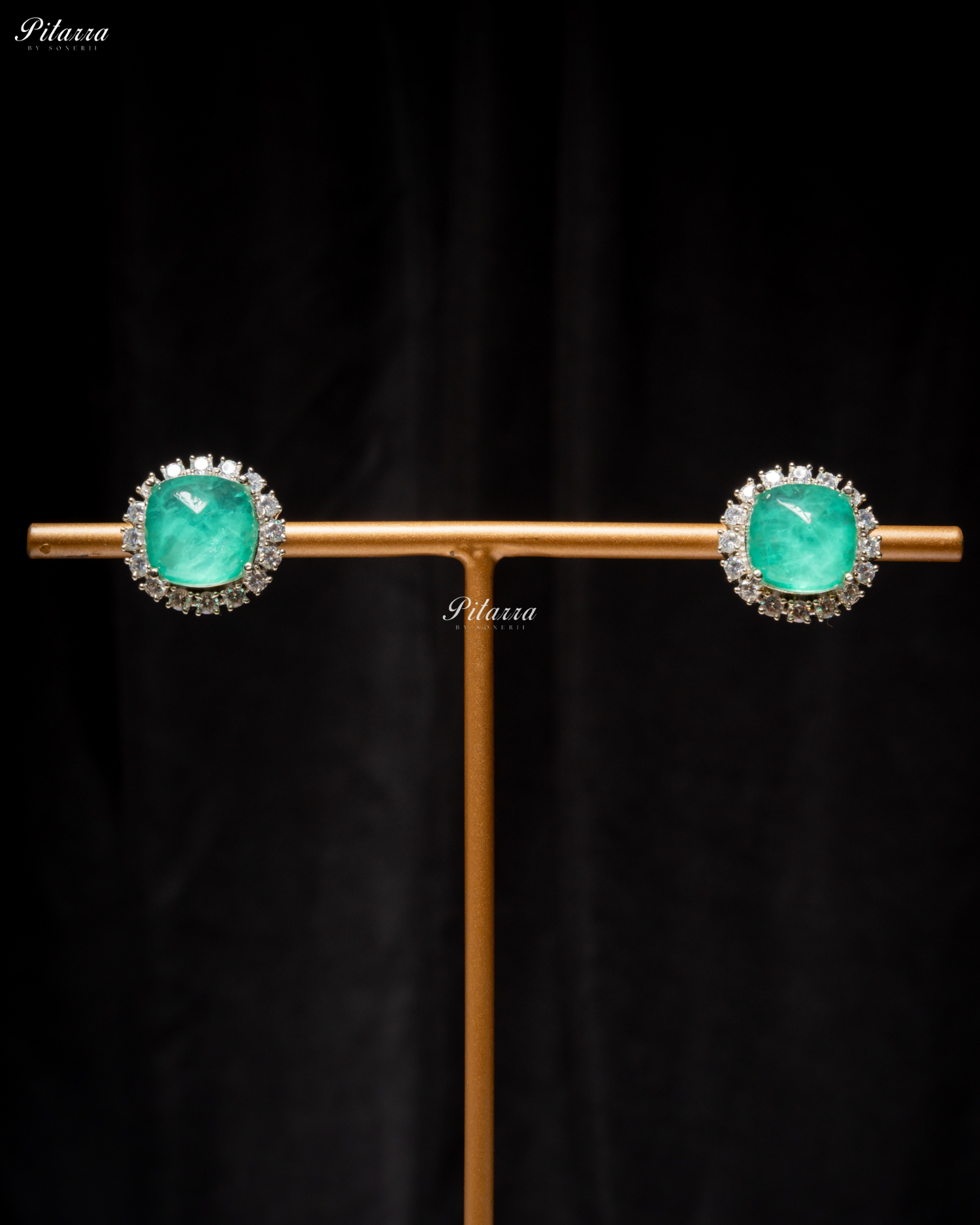 Green Stone Cubic Zirconia Silver Necklace Set