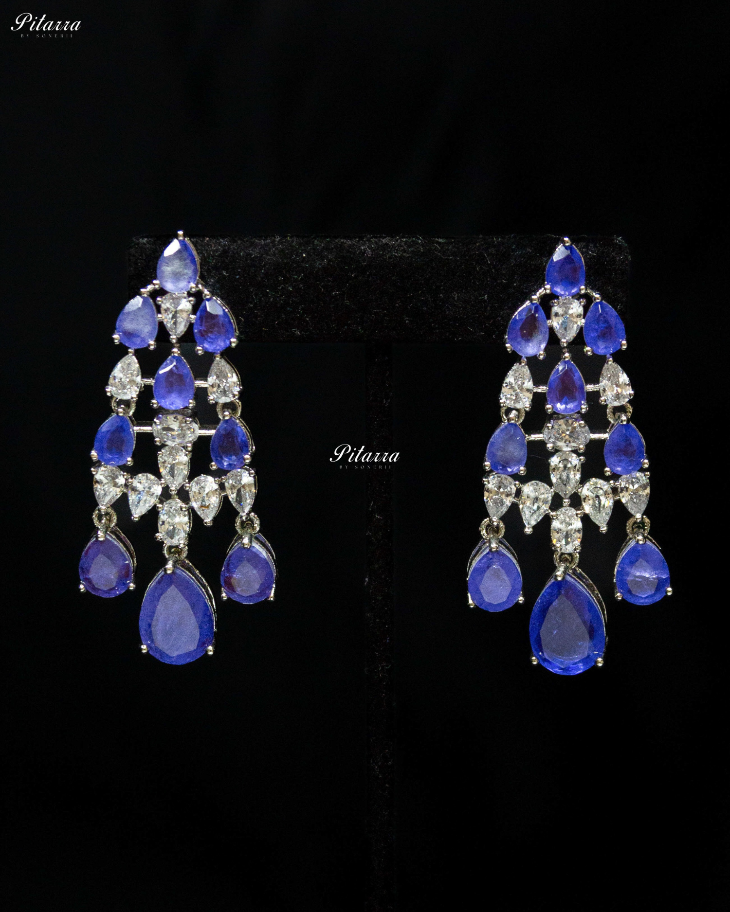 Five Layer Blue CZ Stone Studded Crystal Necklace Set