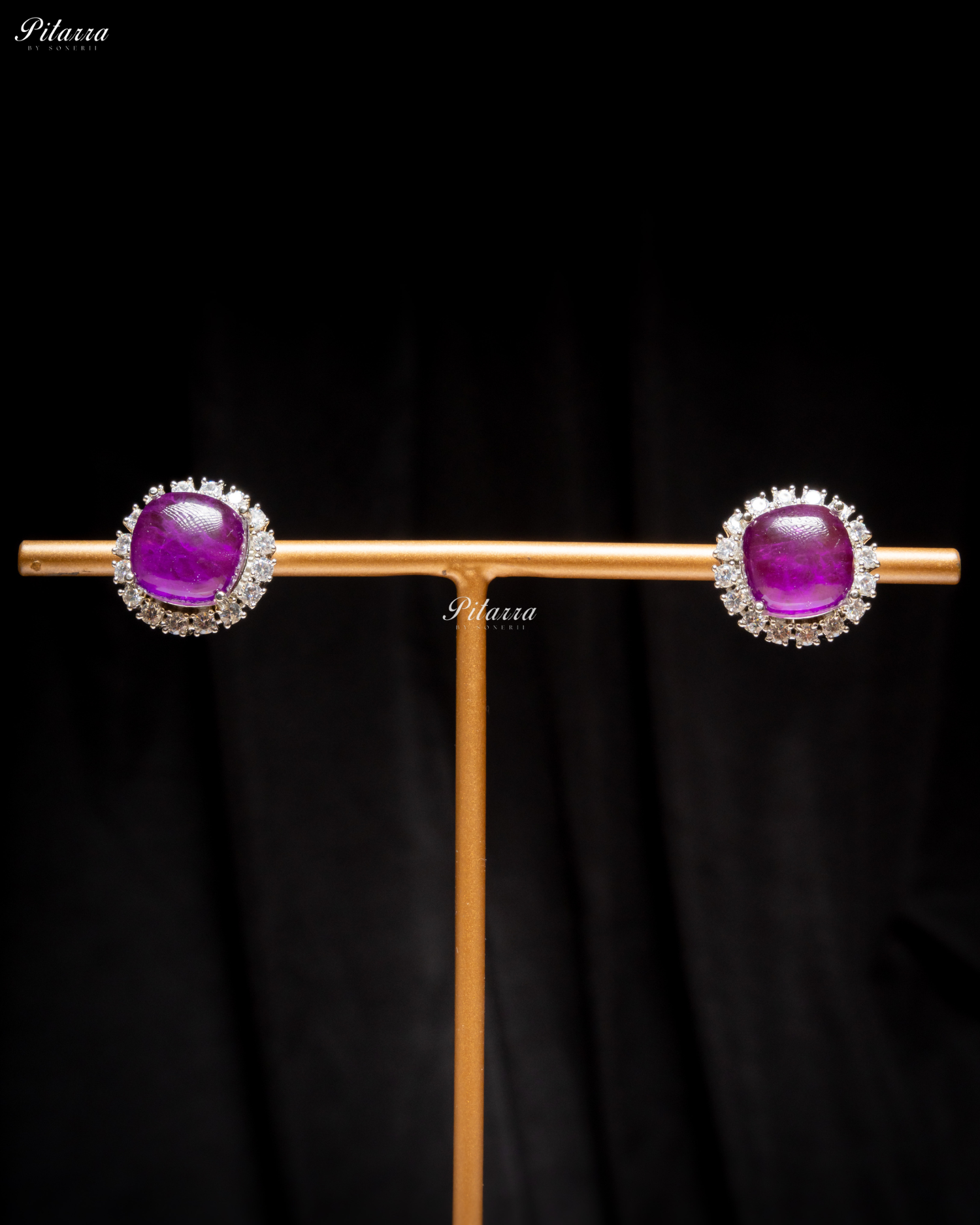 Purple Stone Cubic Zirconia Silver Necklace Set