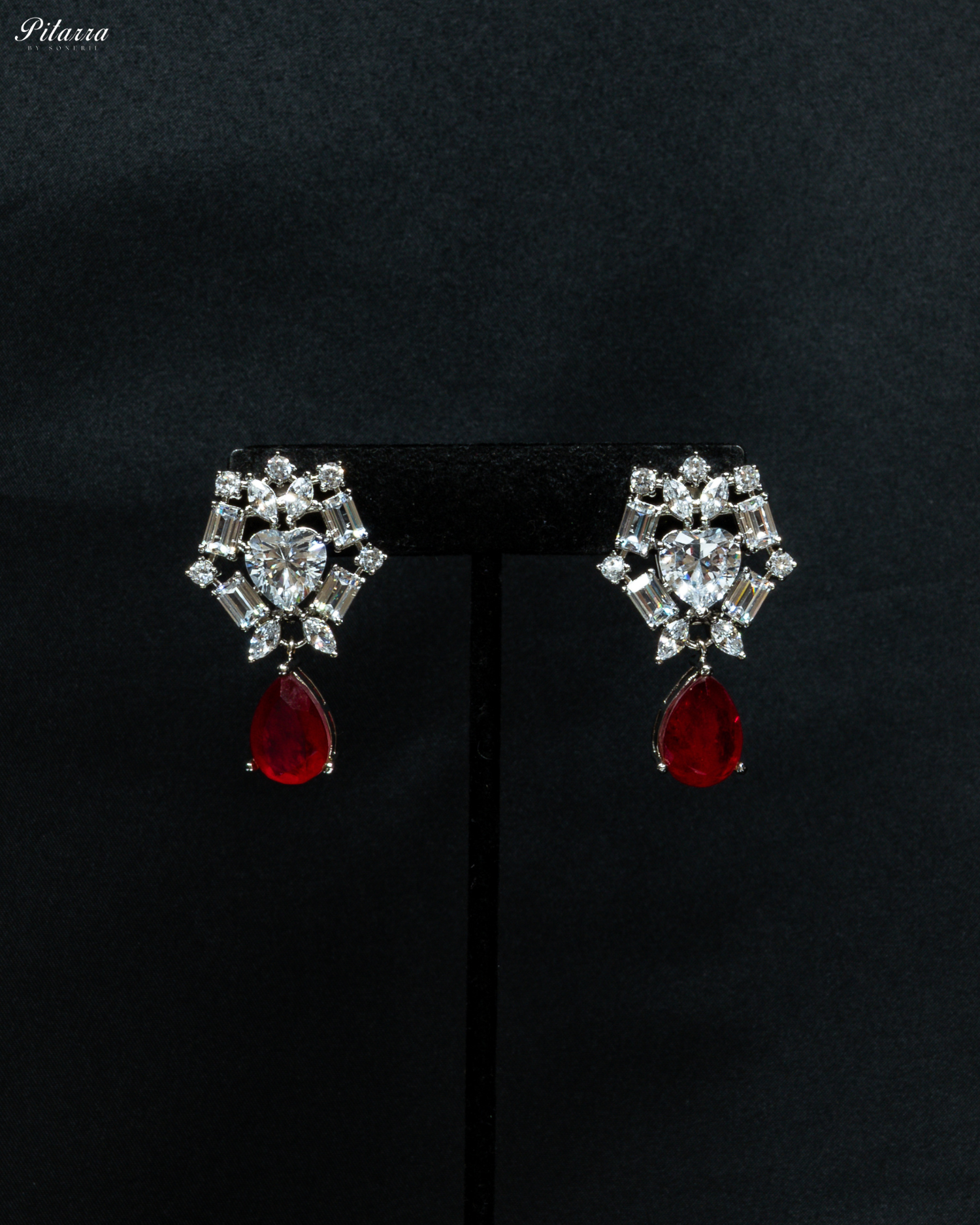 Ruby Drop Cubic Zirconia Studded Necklace Set
