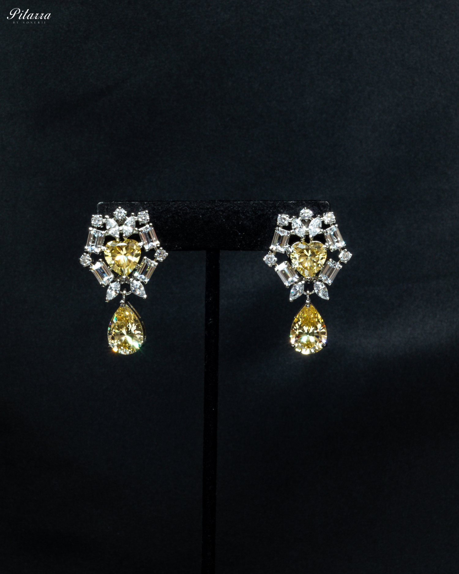 Yellow Drop Cubic Zirconia Studded Necklace Set