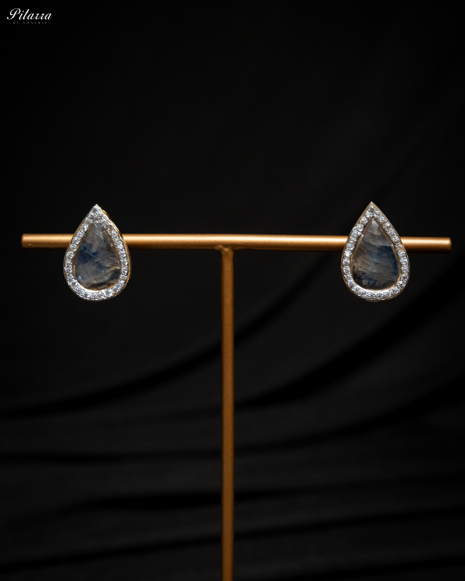 Gold Tone Chain Blue Stone Necklace Set