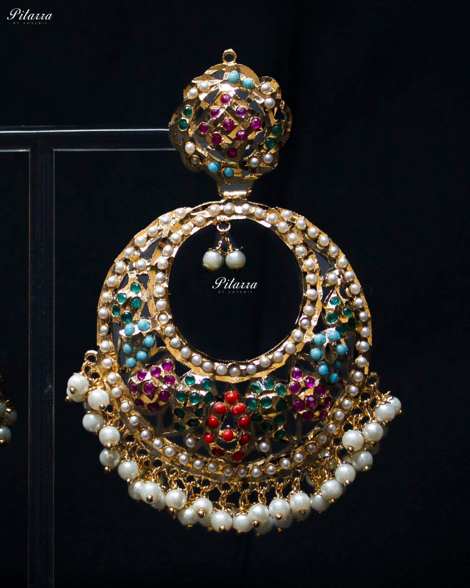 Fine Gold Plated Multicolored Chandbali Earrings