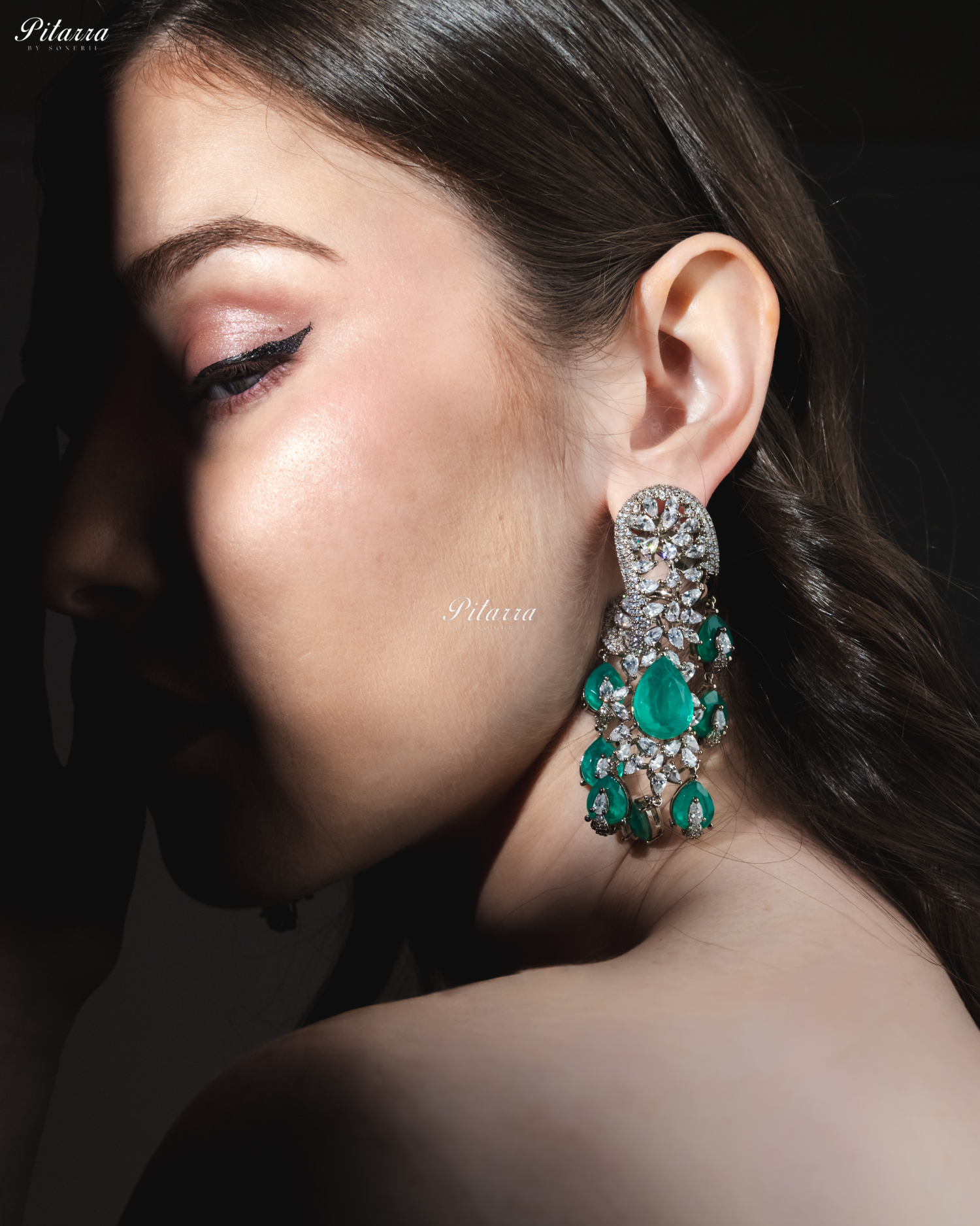 Piscine Blue Silver Polish CZ Crystal Dangler Earrings