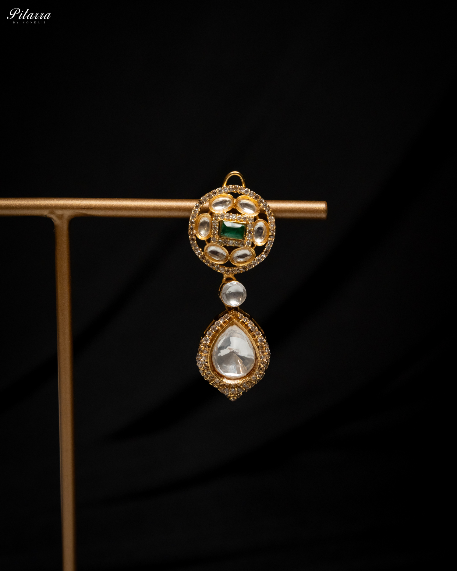 Green Moissanite Stone Long Necklace Set