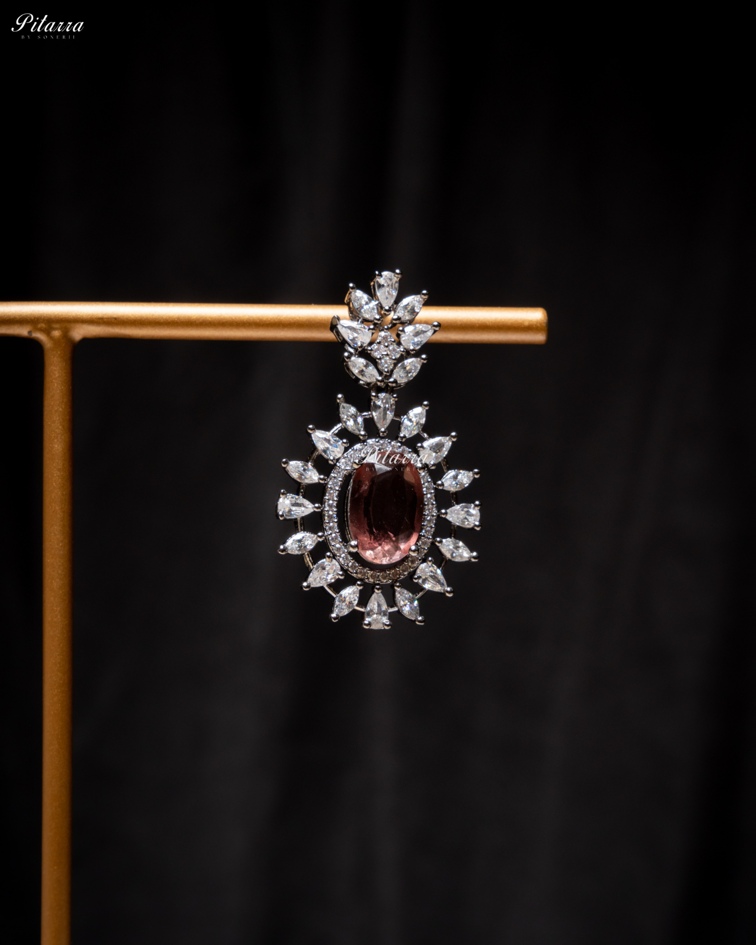 Brown Color Stones Dazzling Cubic Zirconia Necklace Set