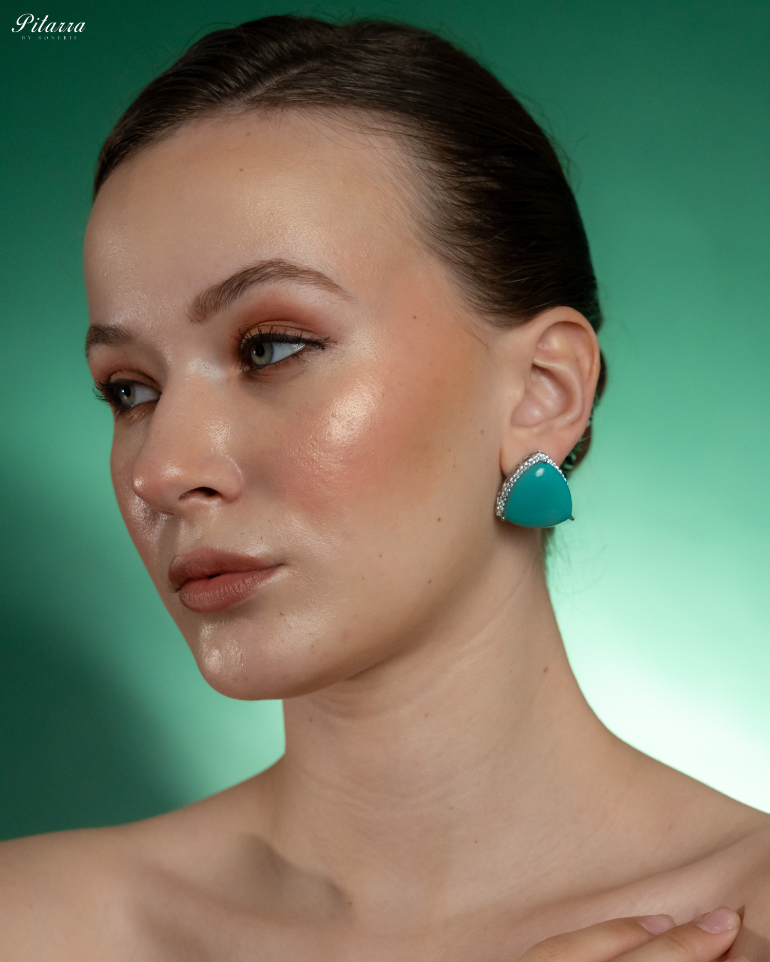 Turquoise Colored Stone CZ Earrings