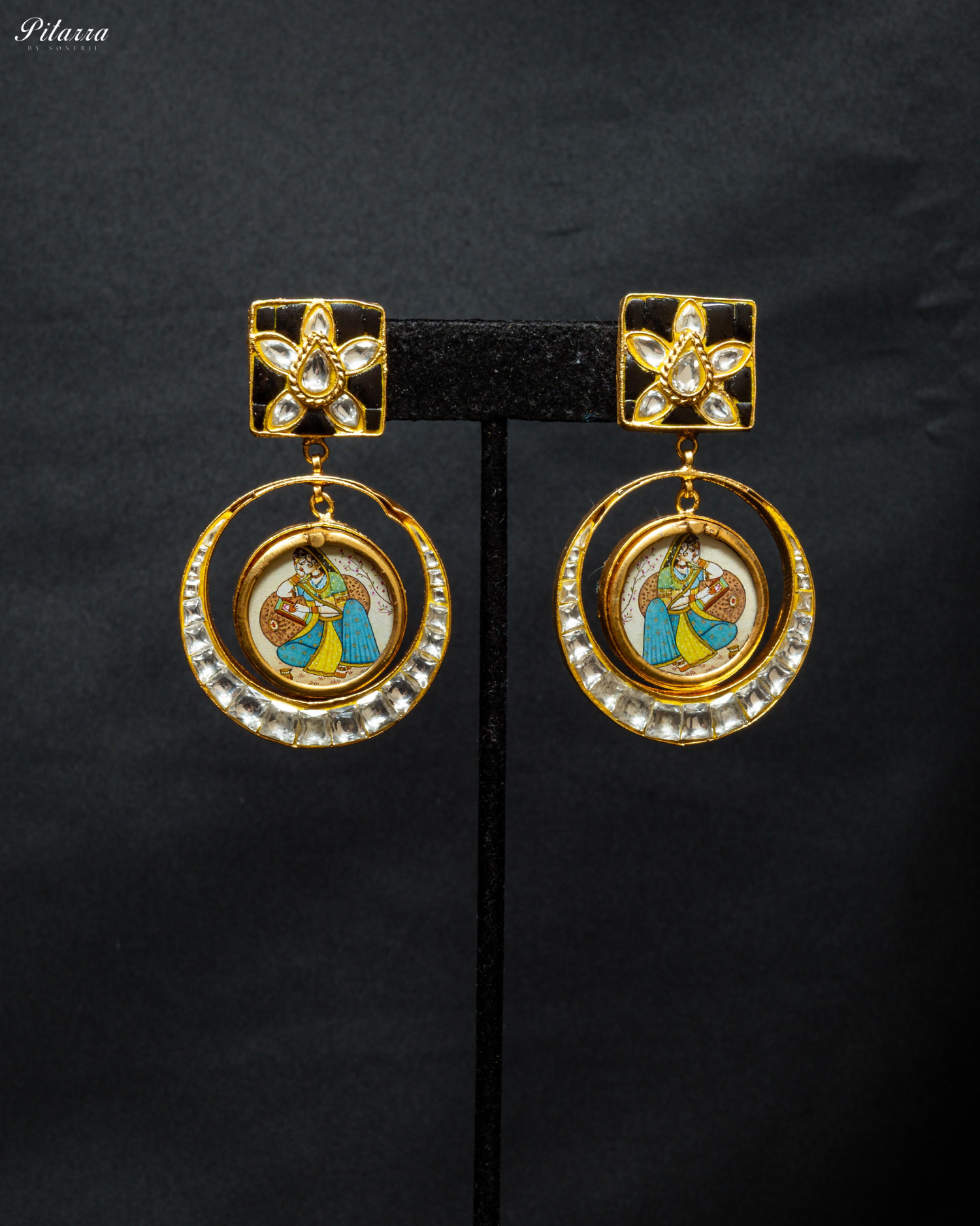 Black Rani Bold Style Kundan Earrings
