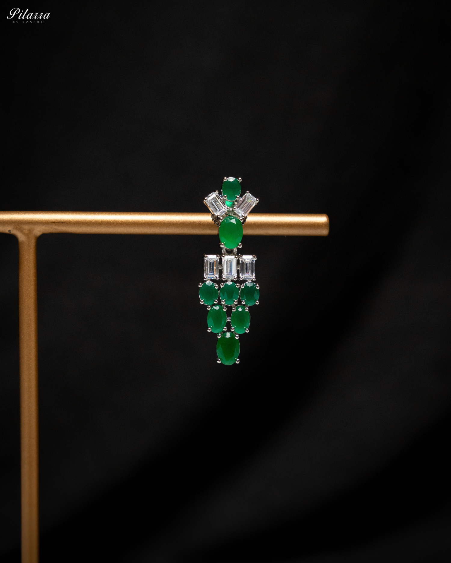 Emerald Green Silver CZ Necklace Set