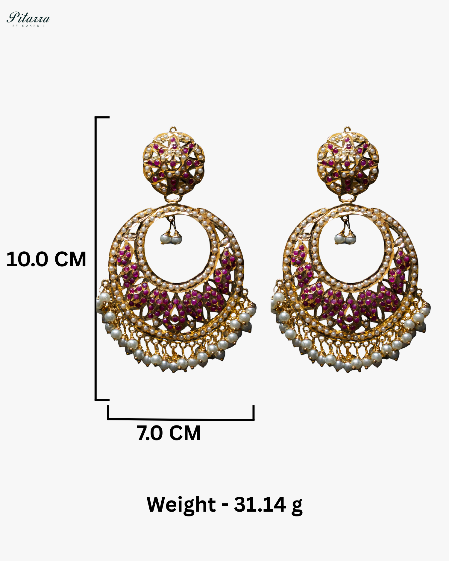 Fine Gold Plated Pink Chandbali Earrings