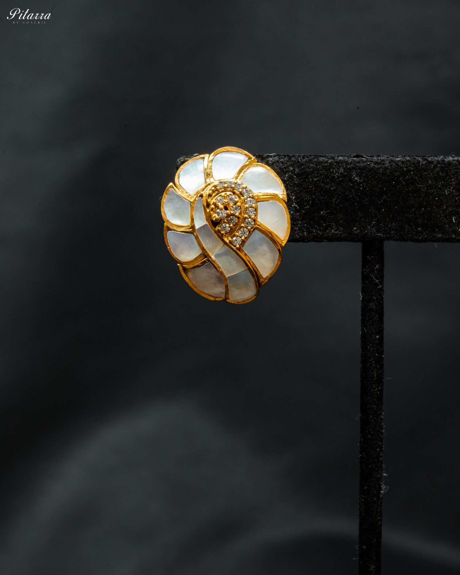 Gold Tone White Stone Charm Pendant Necklace Set