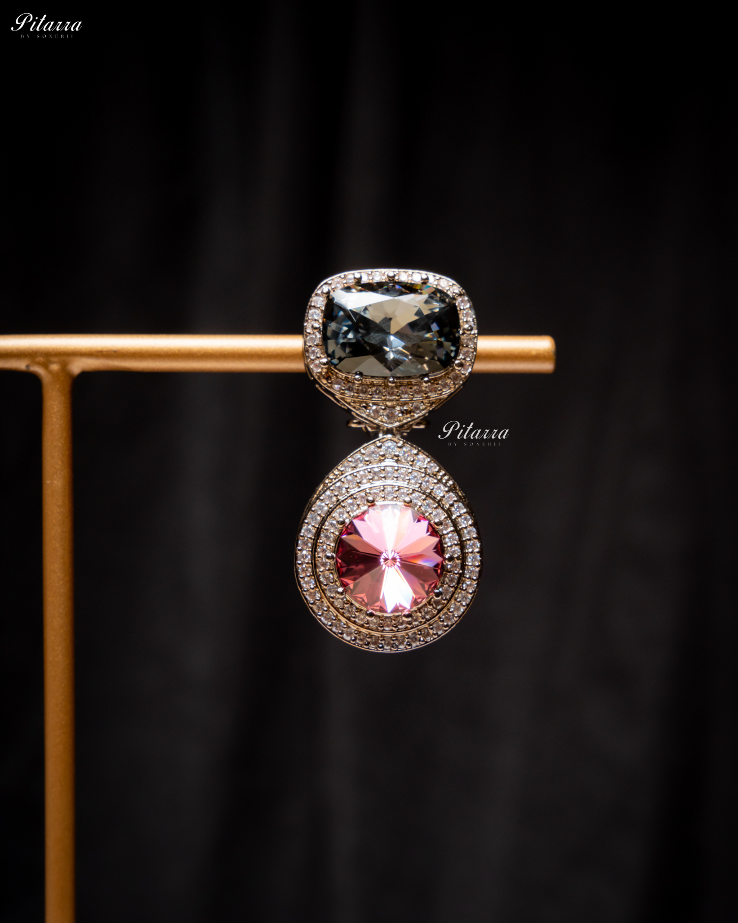 Multicolor Three Stone Crystal Choker Set