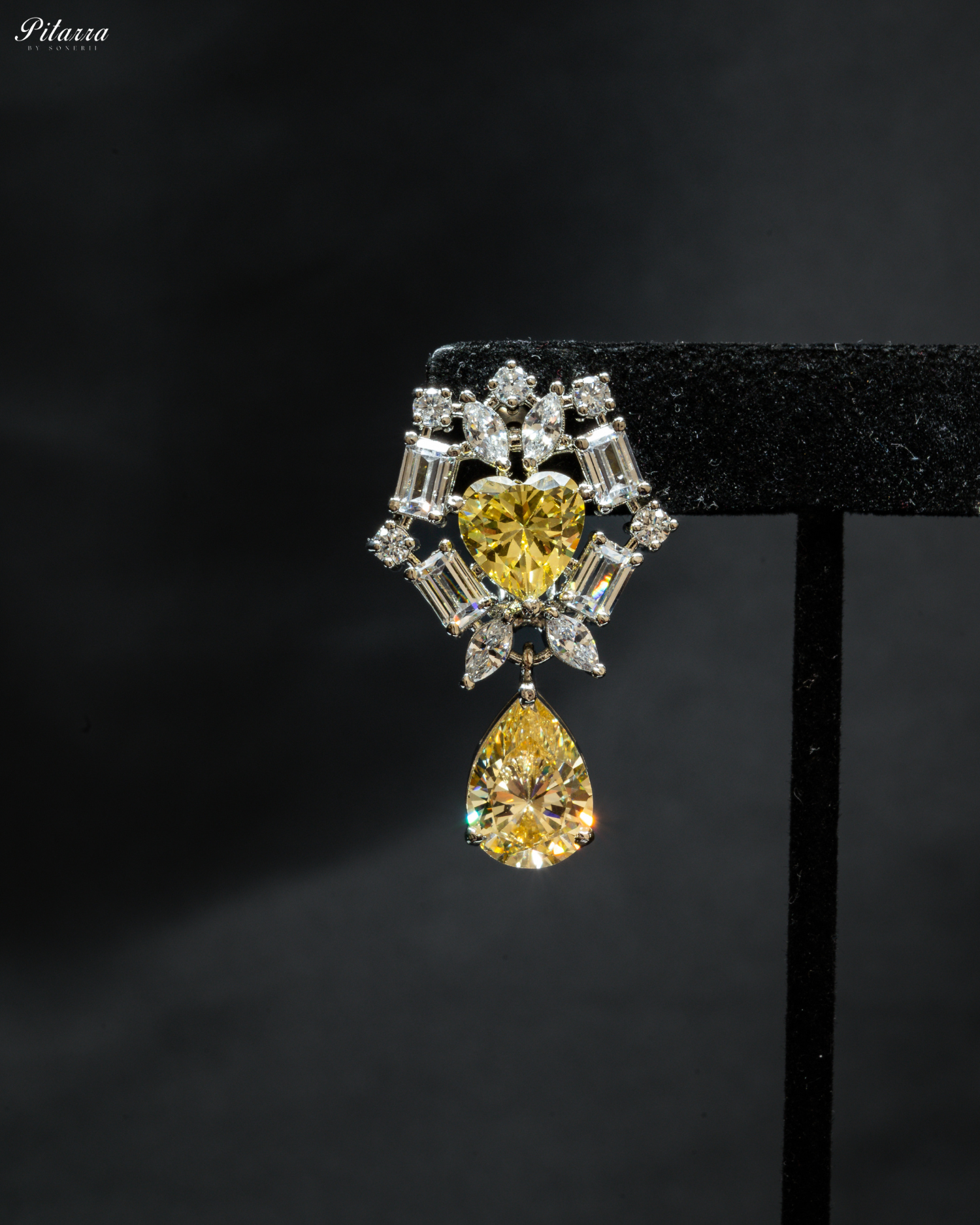 Yellow Drop Cubic Zirconia Studded Necklace Set