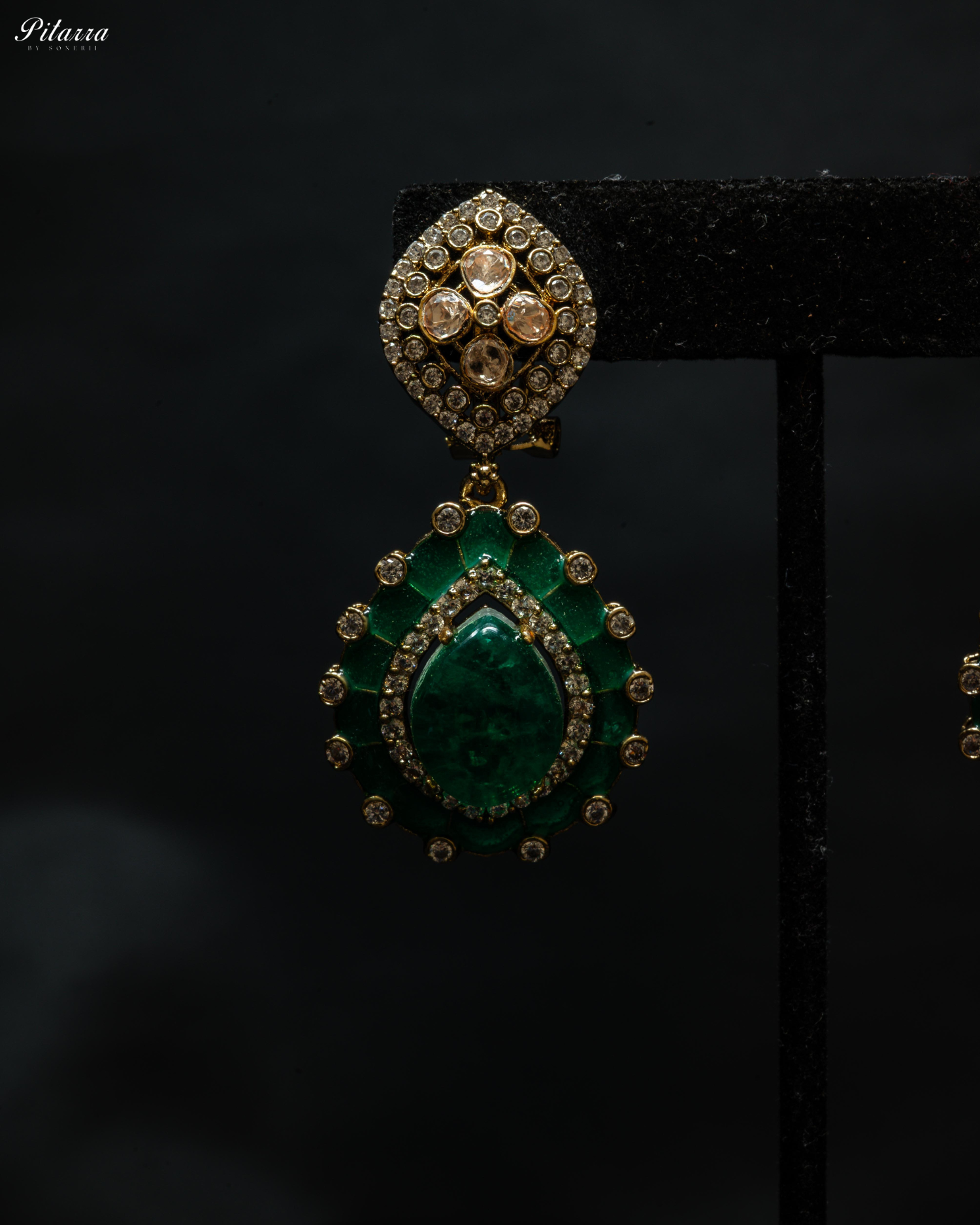 Gold Finish Green Polki Kundan Choker Set