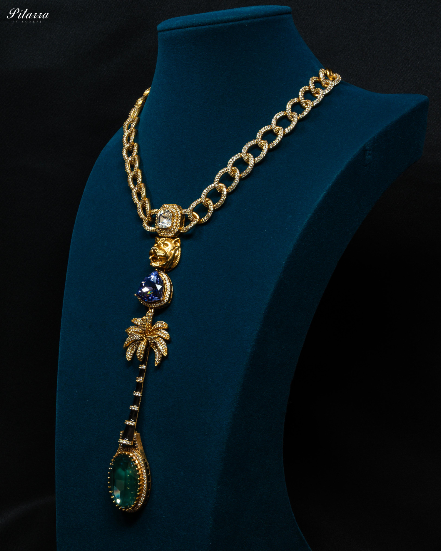 Gold Plated Blue Multistone Kundan Necklace Set