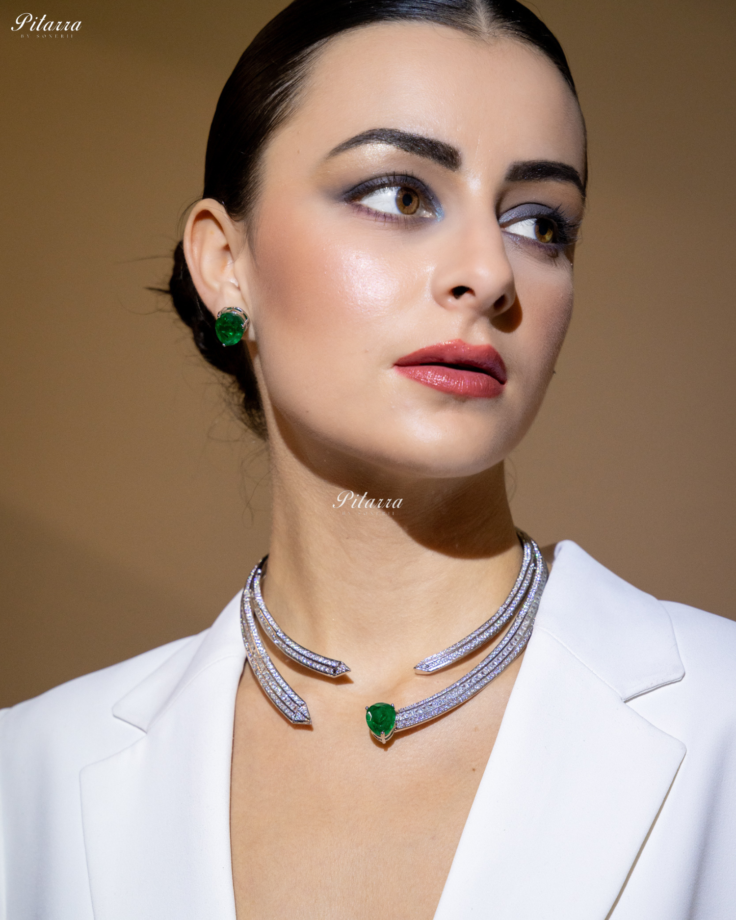 Emerald Stone CZ Crystal Choker Set