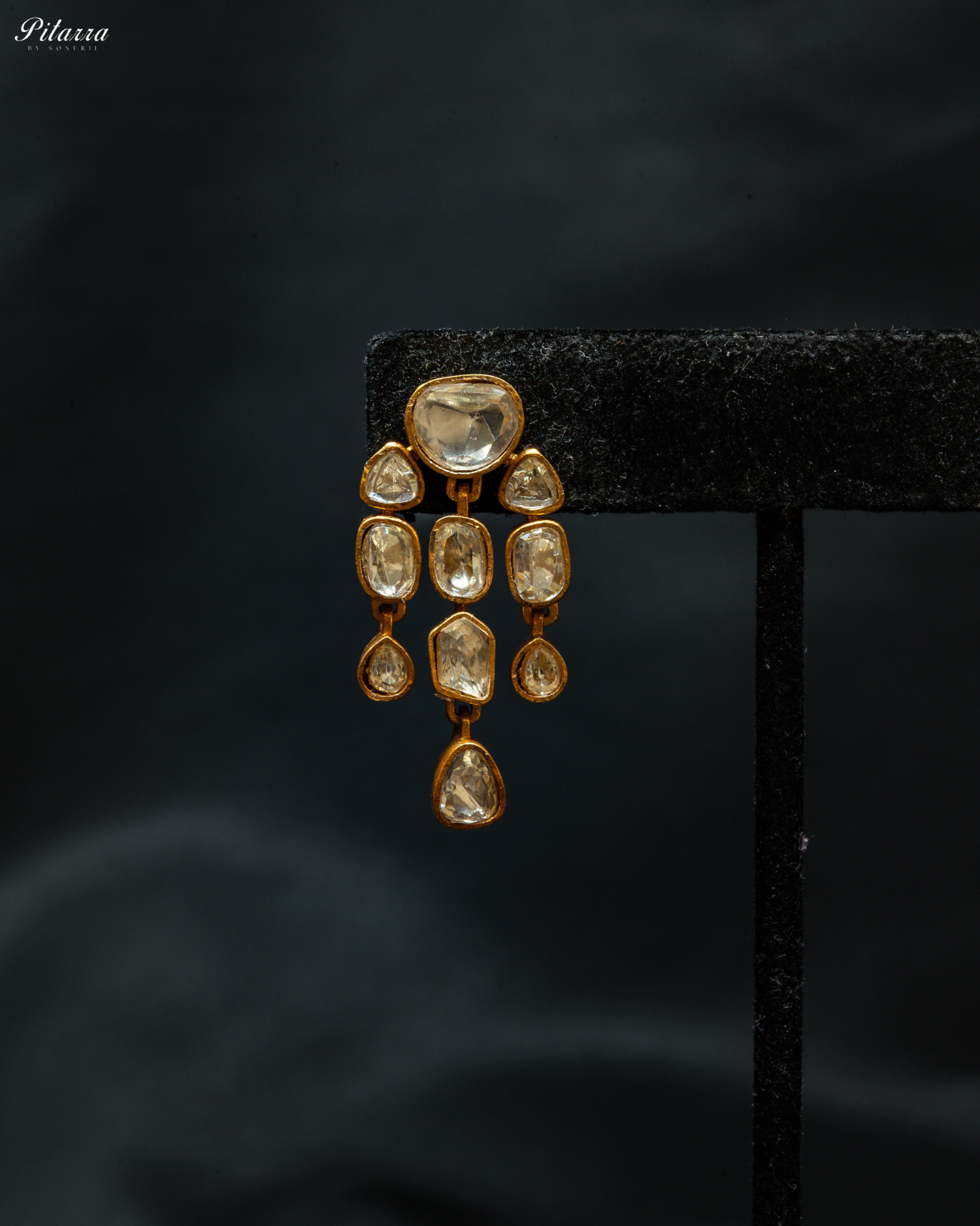 Golden Polki Three String Kundan Necklace Set